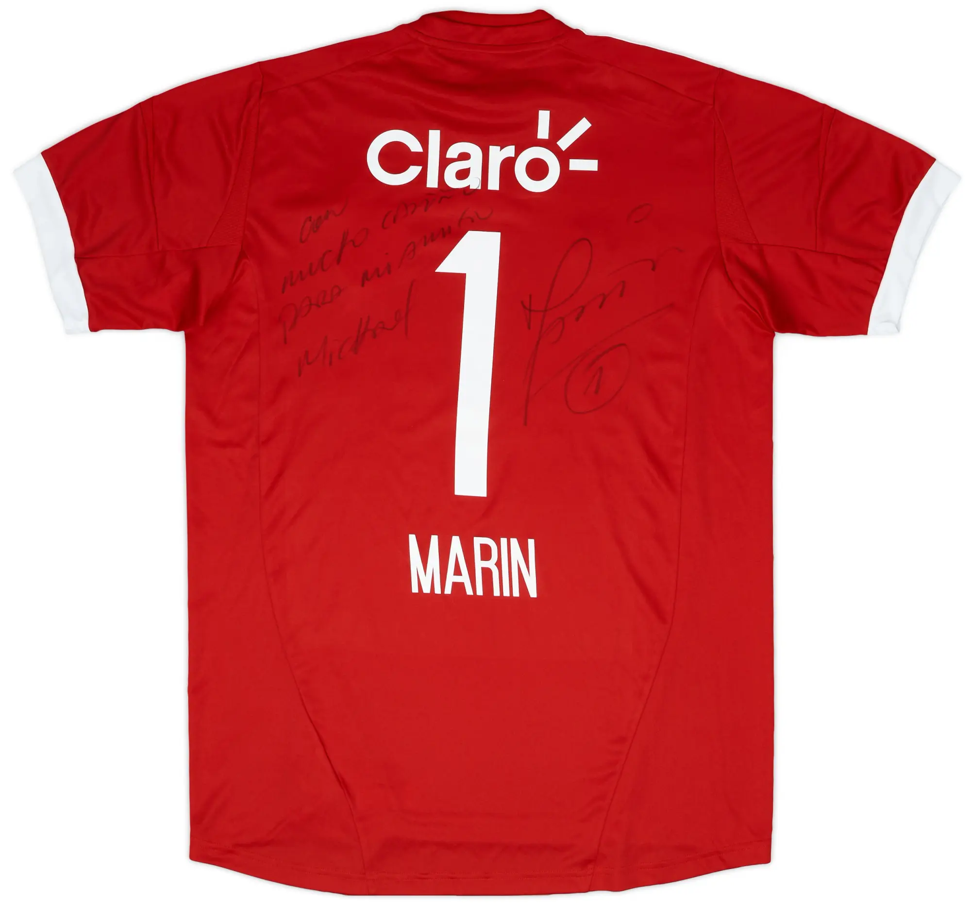 adidas 2013-14 Universidad de Chile Match Issue Signed GK Shirt Marin #1