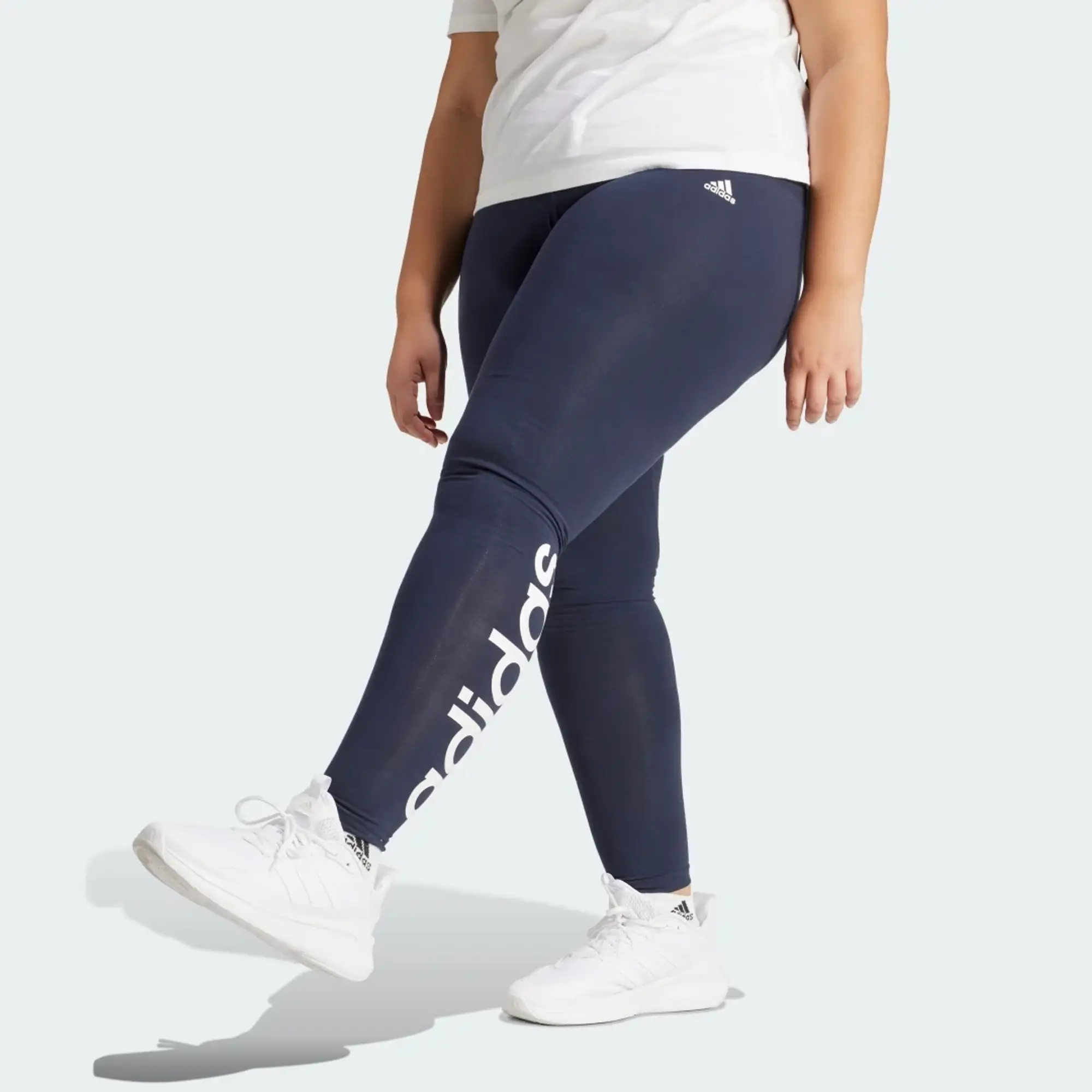 adidas Essentials High-Waisted Logo Leggings (Plus Size)
