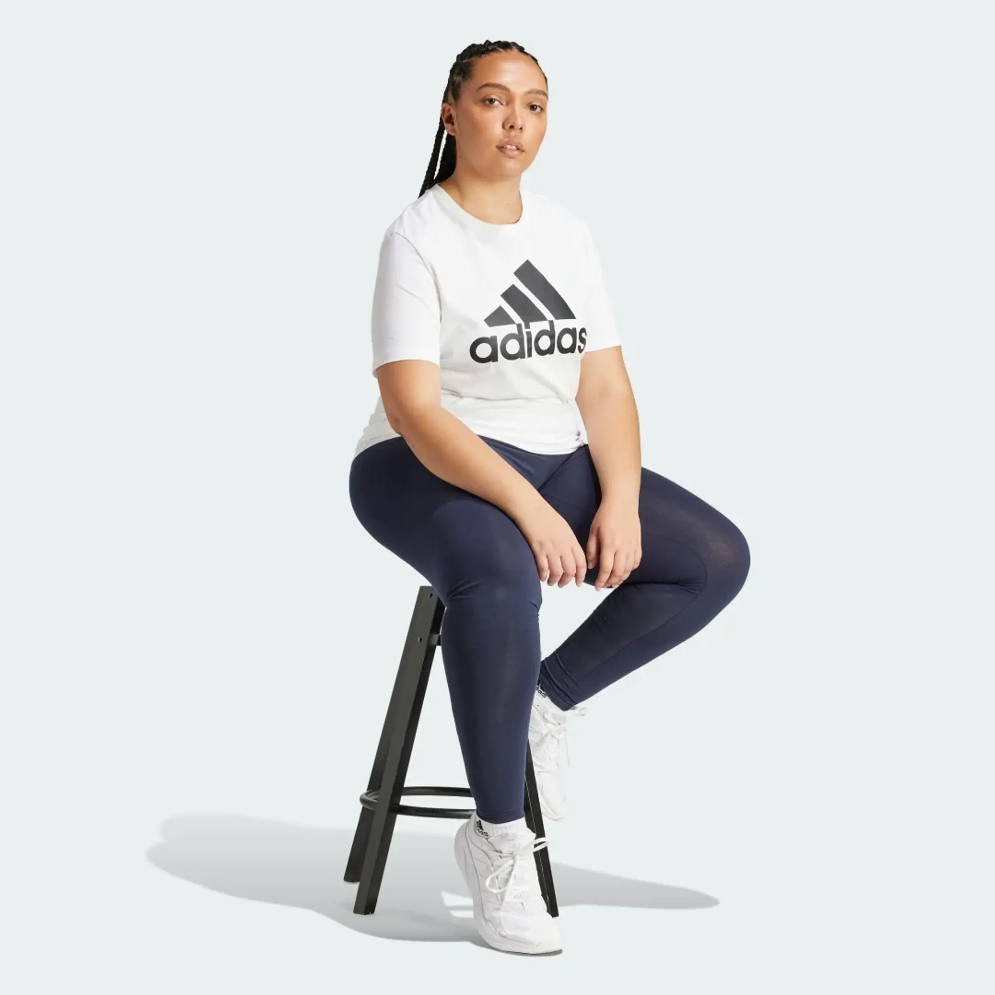 adidas Essentials High-Waisted Logo Leggings (Plus Size)