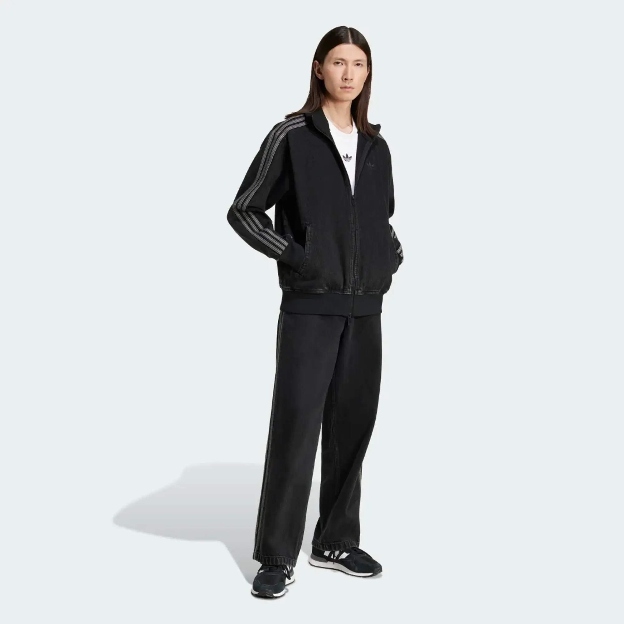adidas Denim Firebird Track Top True Black Denim