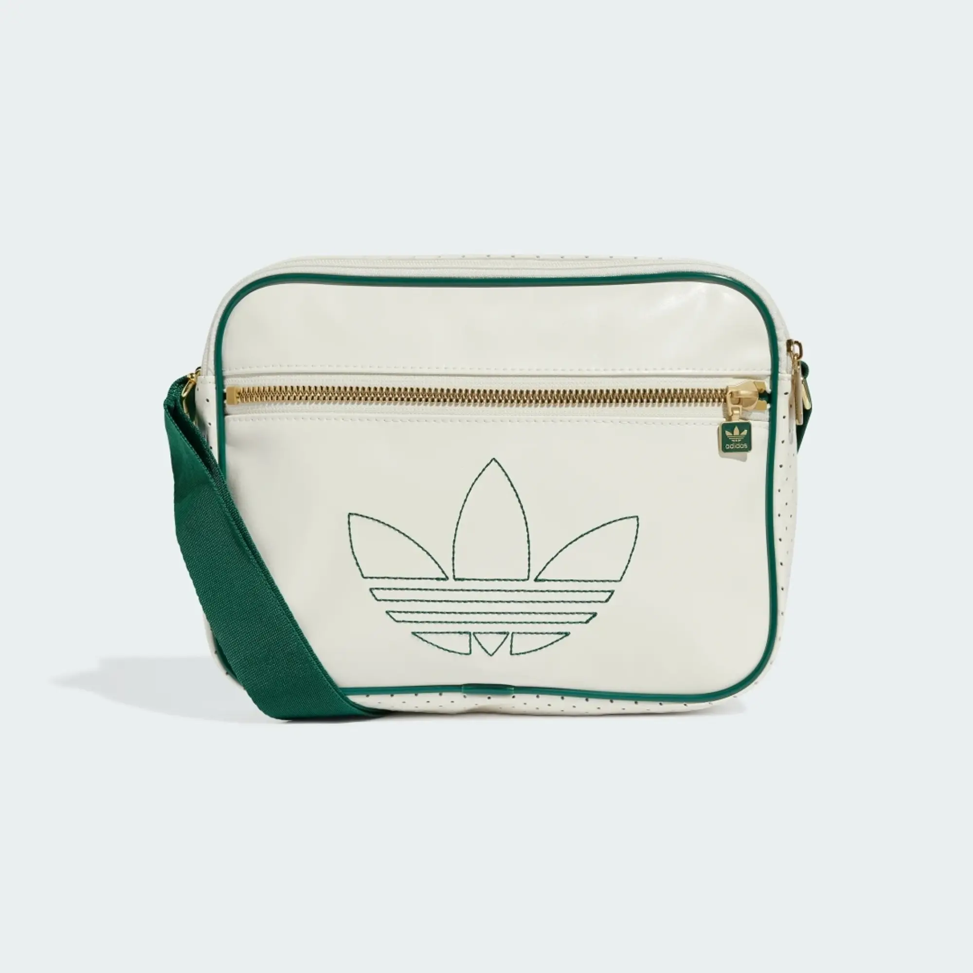 Adidas Originals Airliner Bag In Off White / Collegiate Green