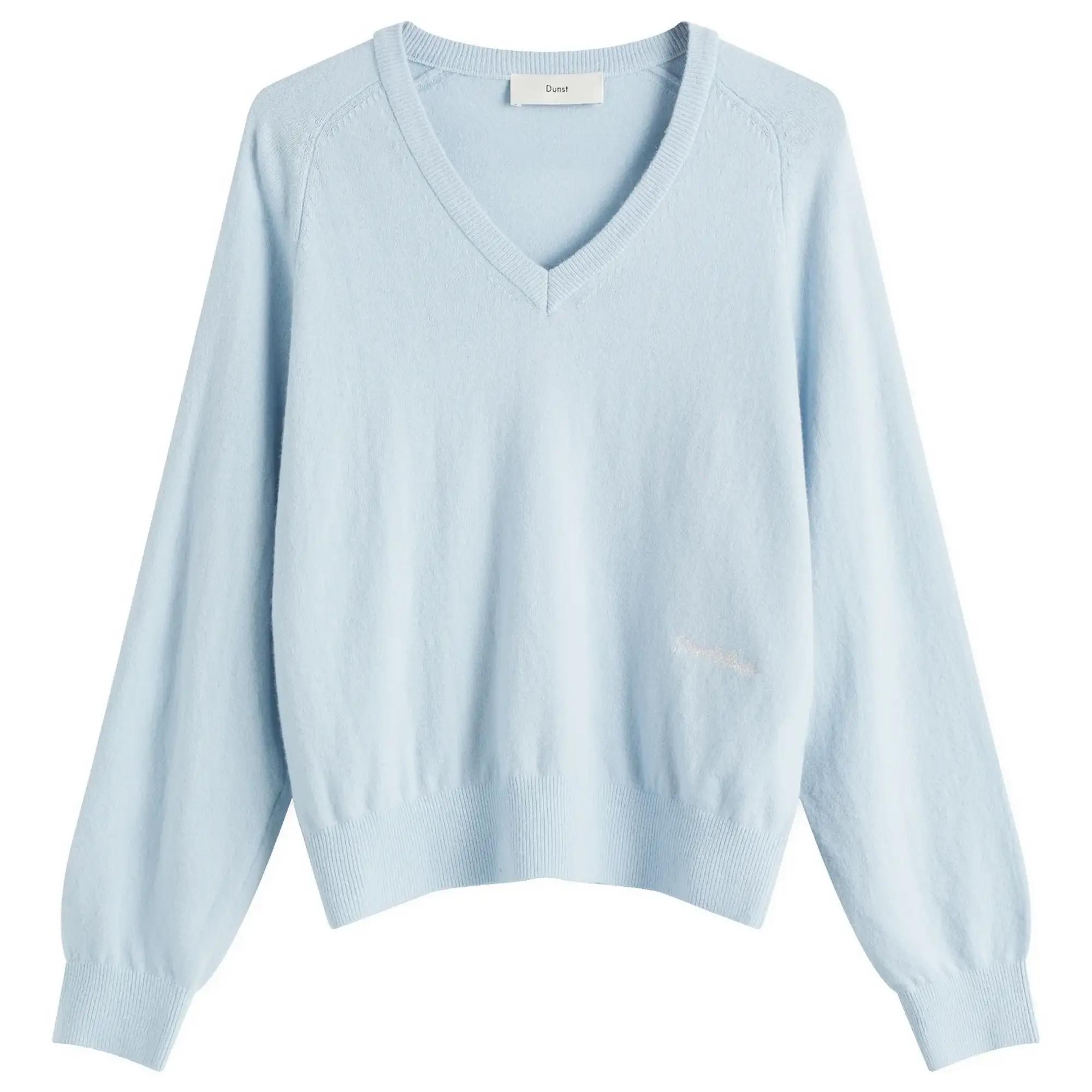 DUNST Women's Unisex Loose V-Neck Sweater Soft Blue