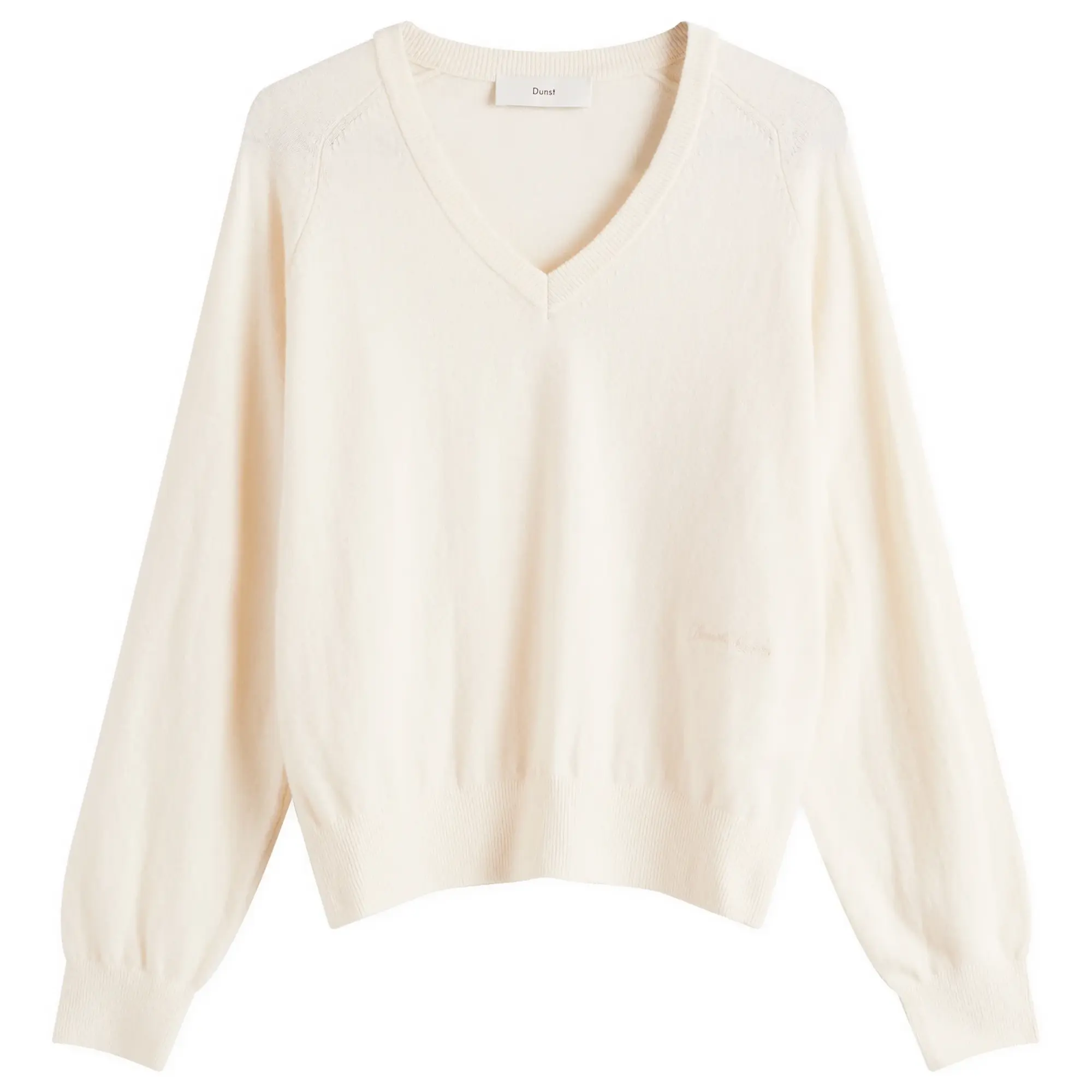 DUNST Women's Unisex Loose V-Neck Sweater Ivory