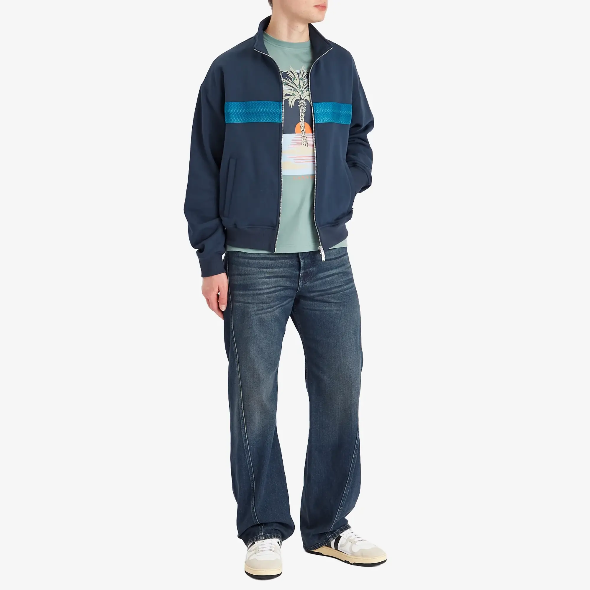 Lanvin Men's Curb Zipped Track Jacket Petrol Blue