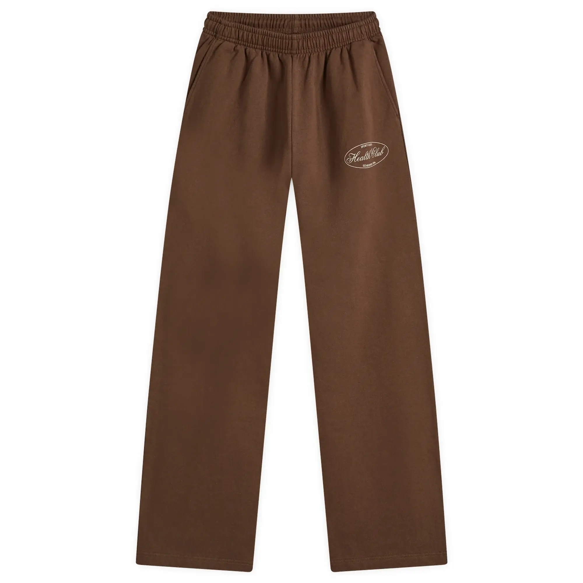 Sporty & Rich Women's Oval Health Straight Leg Sweatpant Chocolate Cream