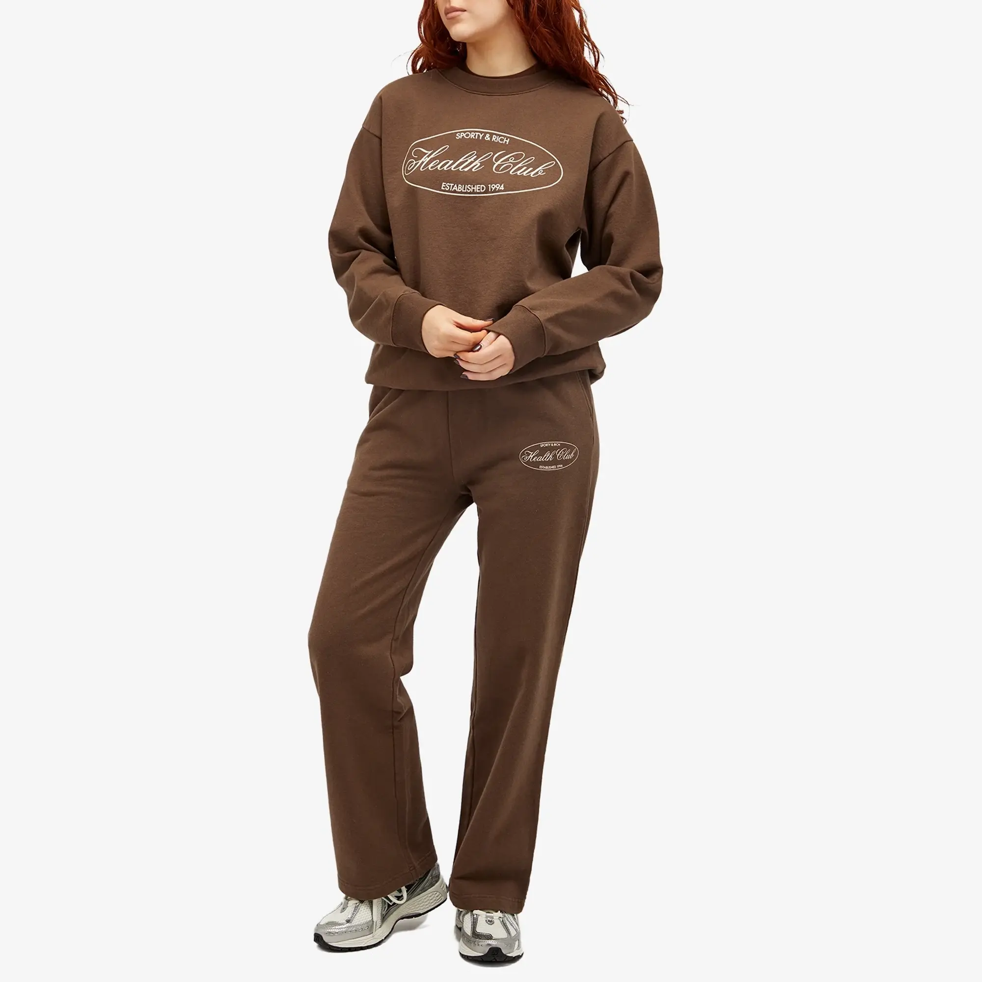 Sporty & Rich Women's Oval Health Crewneck Chocolate Cream