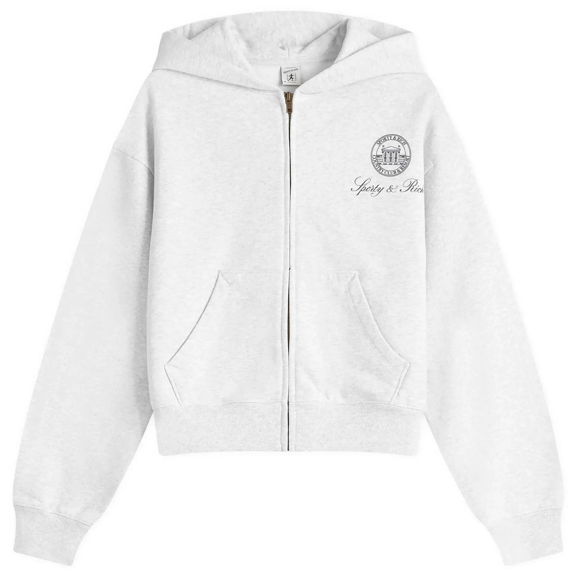 Sporty & Rich Women's Vendome Resort Cropped Zip Hoodie Heather Gray Navy