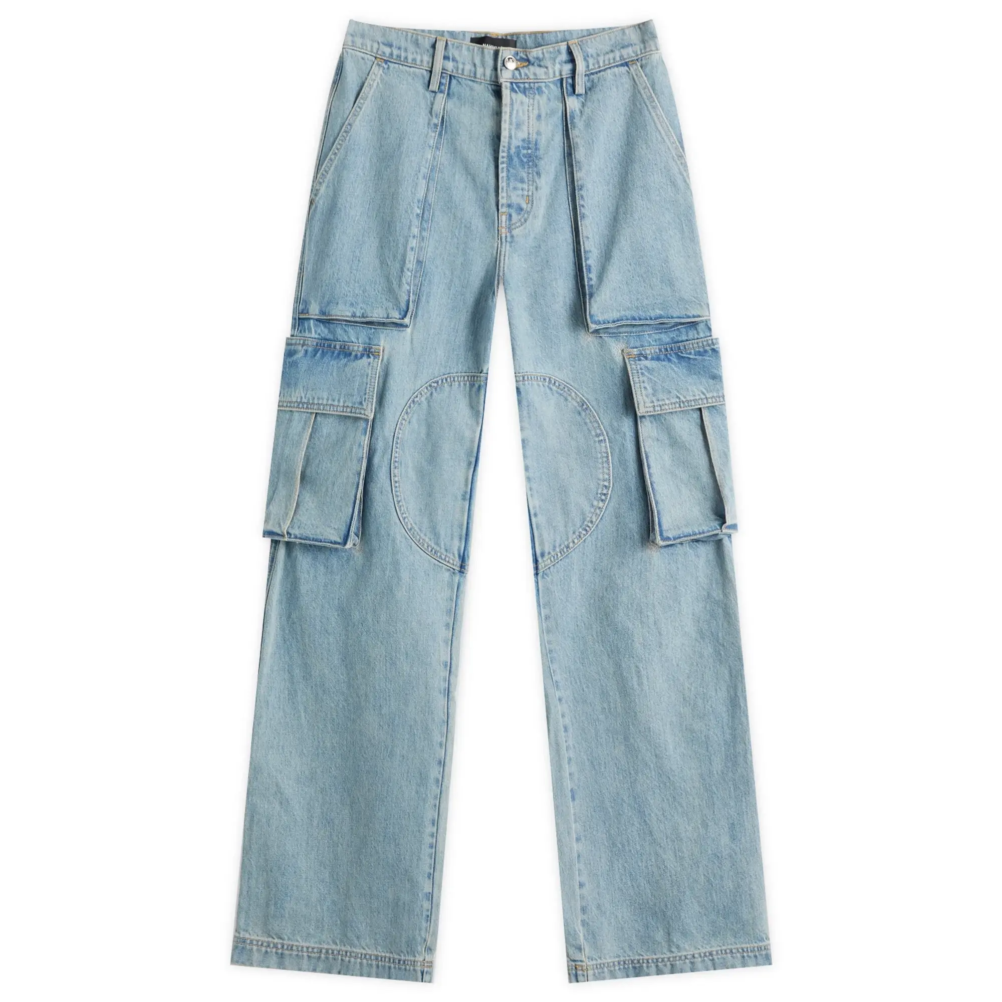 Nahmias Men's Denim Logo Cargo Pants Vintage Blue