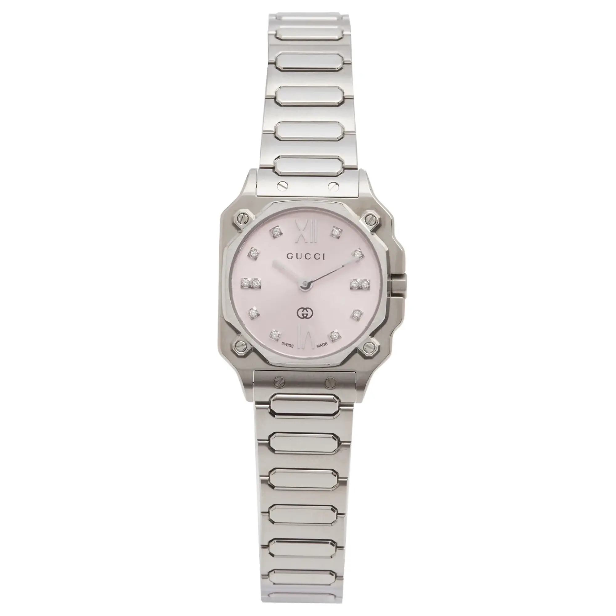 Gucci Women's G-Flat 24mm Watch Silver/Pink