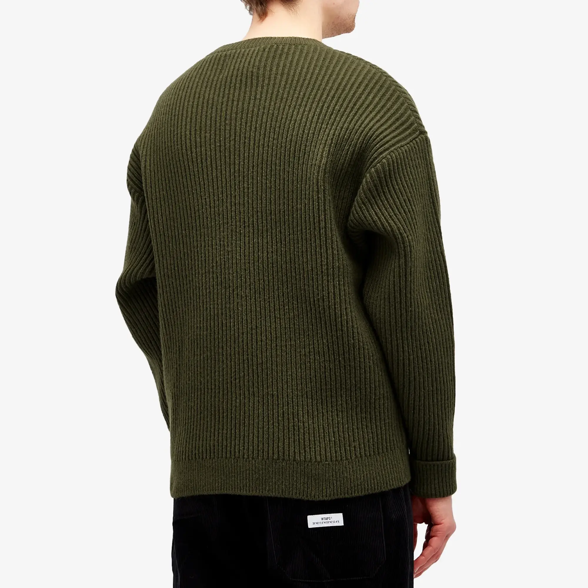 WTAPS Men's 06 Heavy Ribbed Knit Sweater Olive Drab
