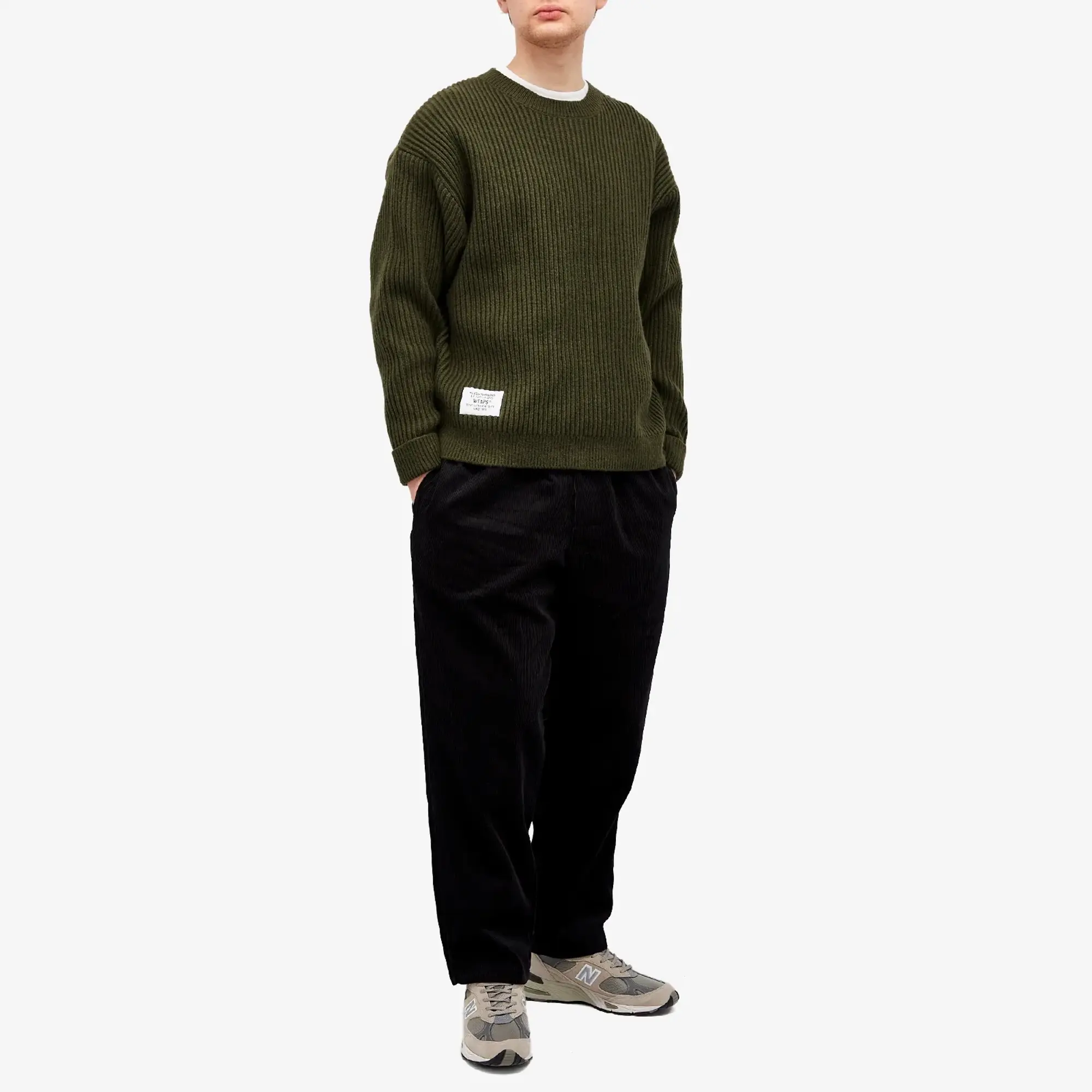 WTAPS Men's 06 Heavy Ribbed Knit Sweater Olive Drab