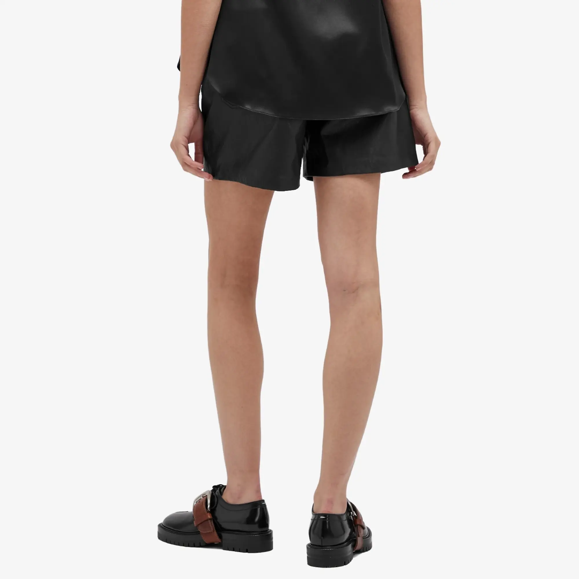 Weekend by Max Mara Women's Virgola Leather Shorts Black