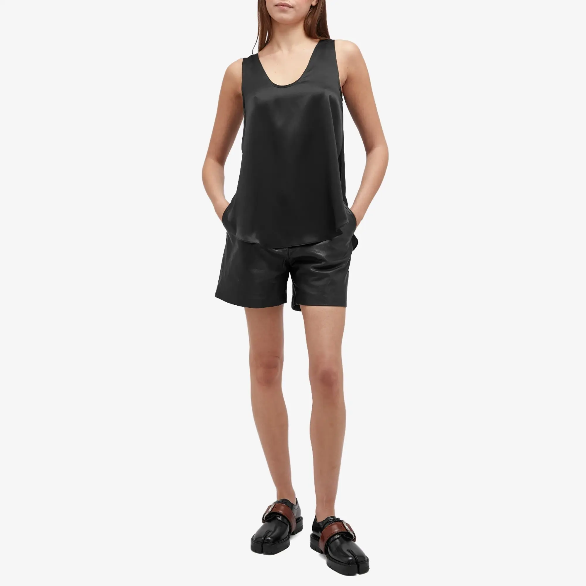 Weekend by Max Mara Women's Virgola Leather Shorts Black