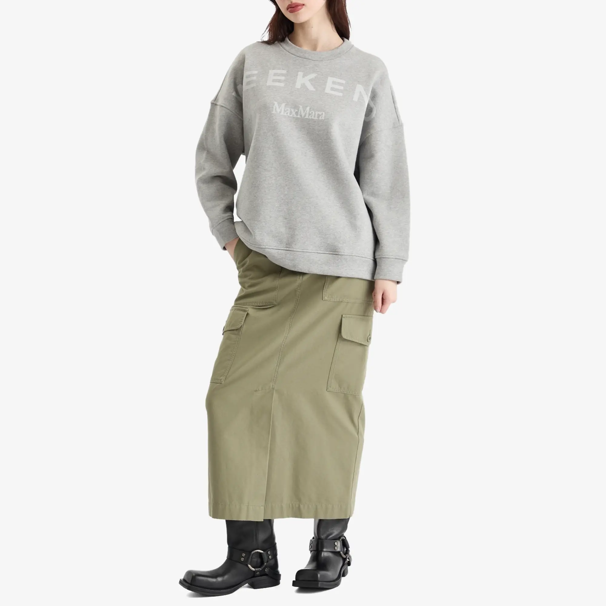 Weekend by Max Mara Women's Lalla Logo Sweat Top Medium Grey