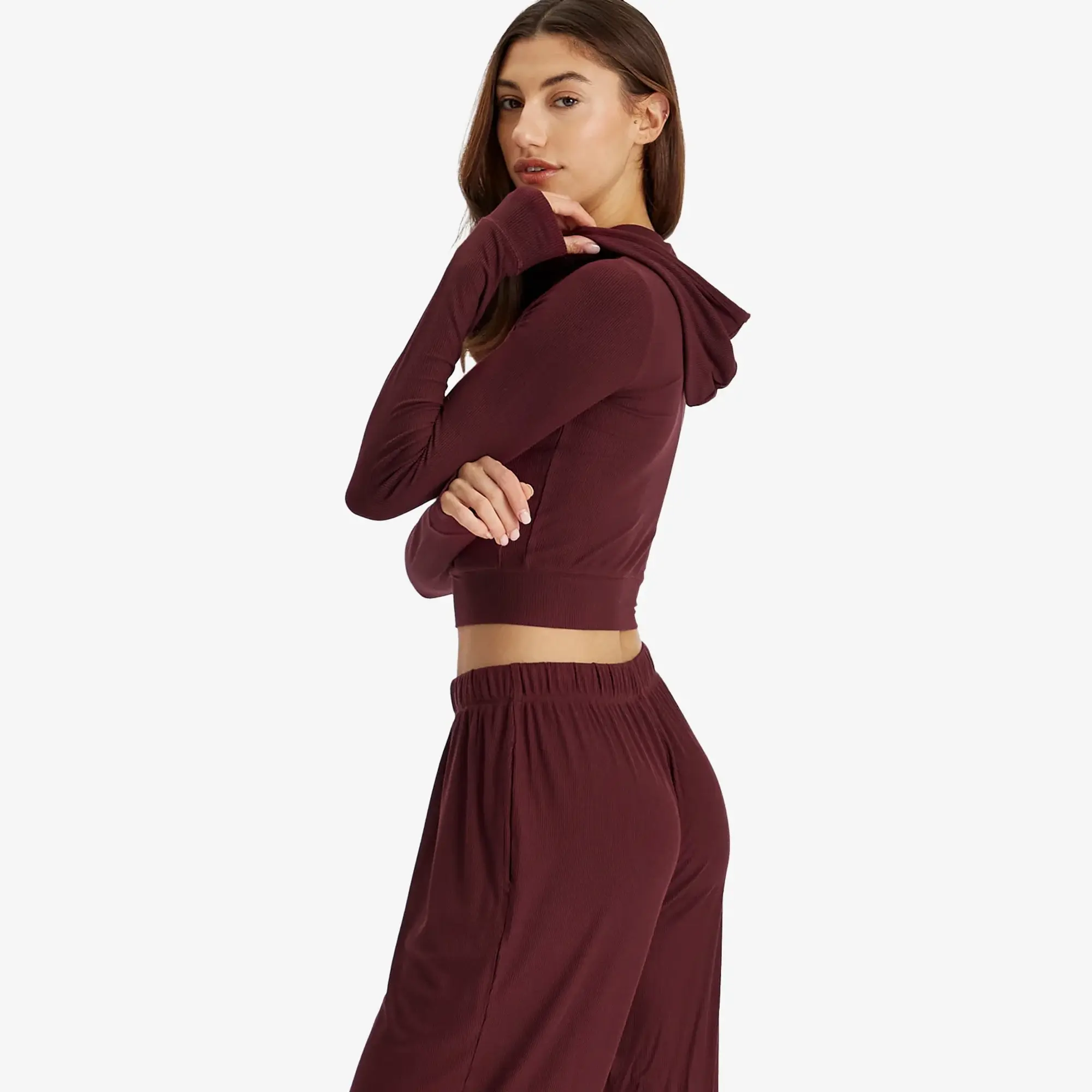 SKIMS Women's Soft Lounge Zip Up Hoodie Bordeaux