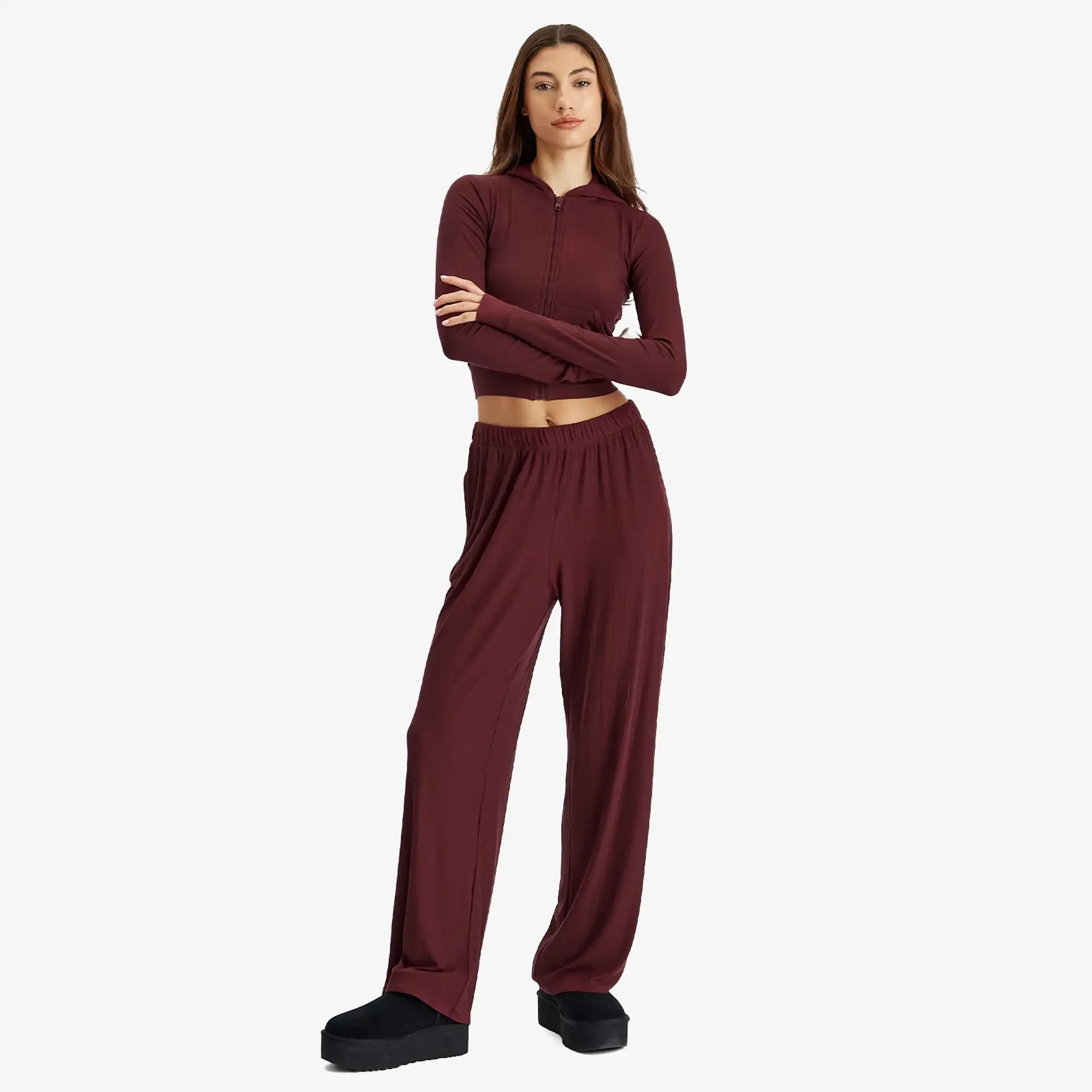 SKIMS Women's Soft Lounge Zip Up Hoodie Bordeaux