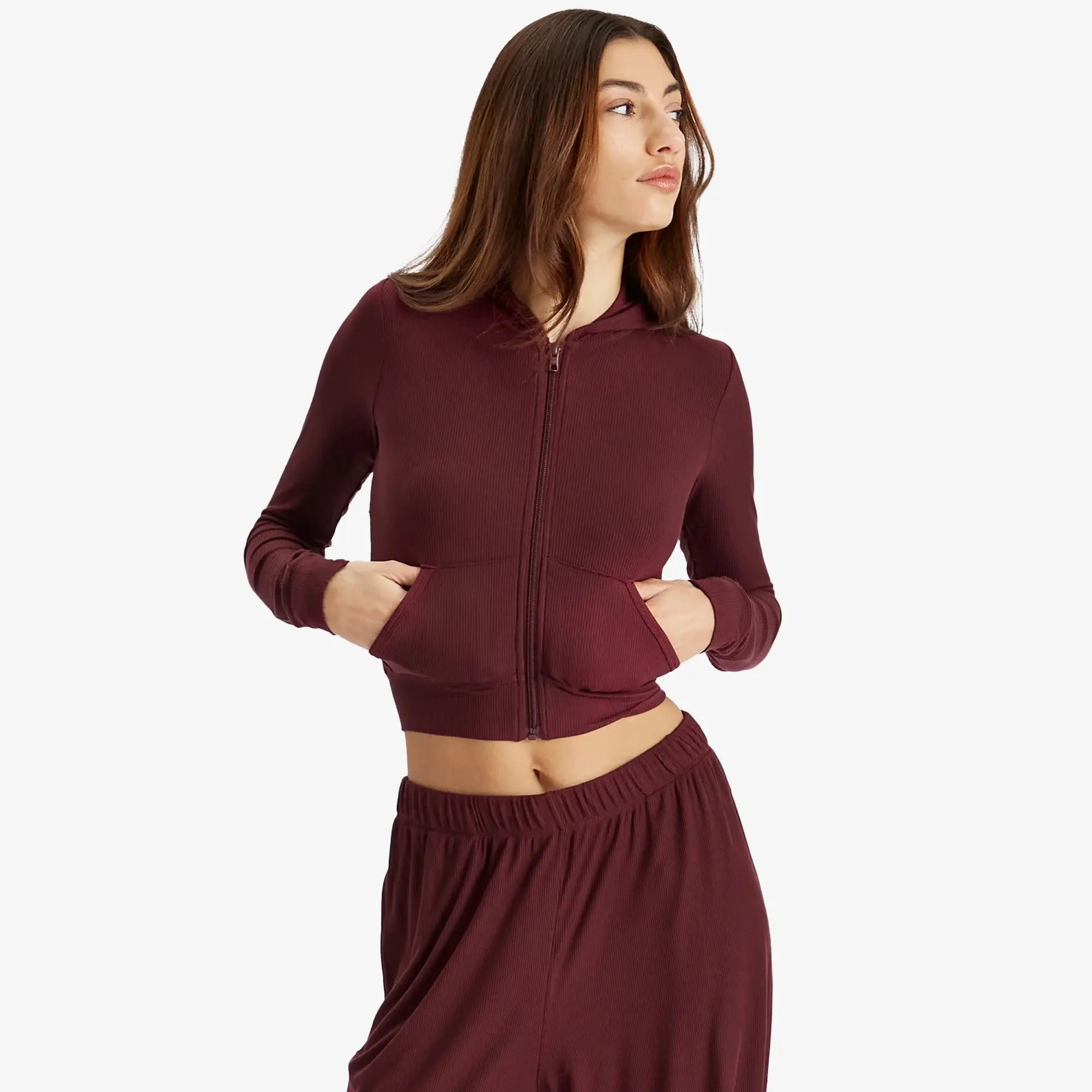 SKIMS Women's Soft Lounge Zip Up Hoodie Bordeaux