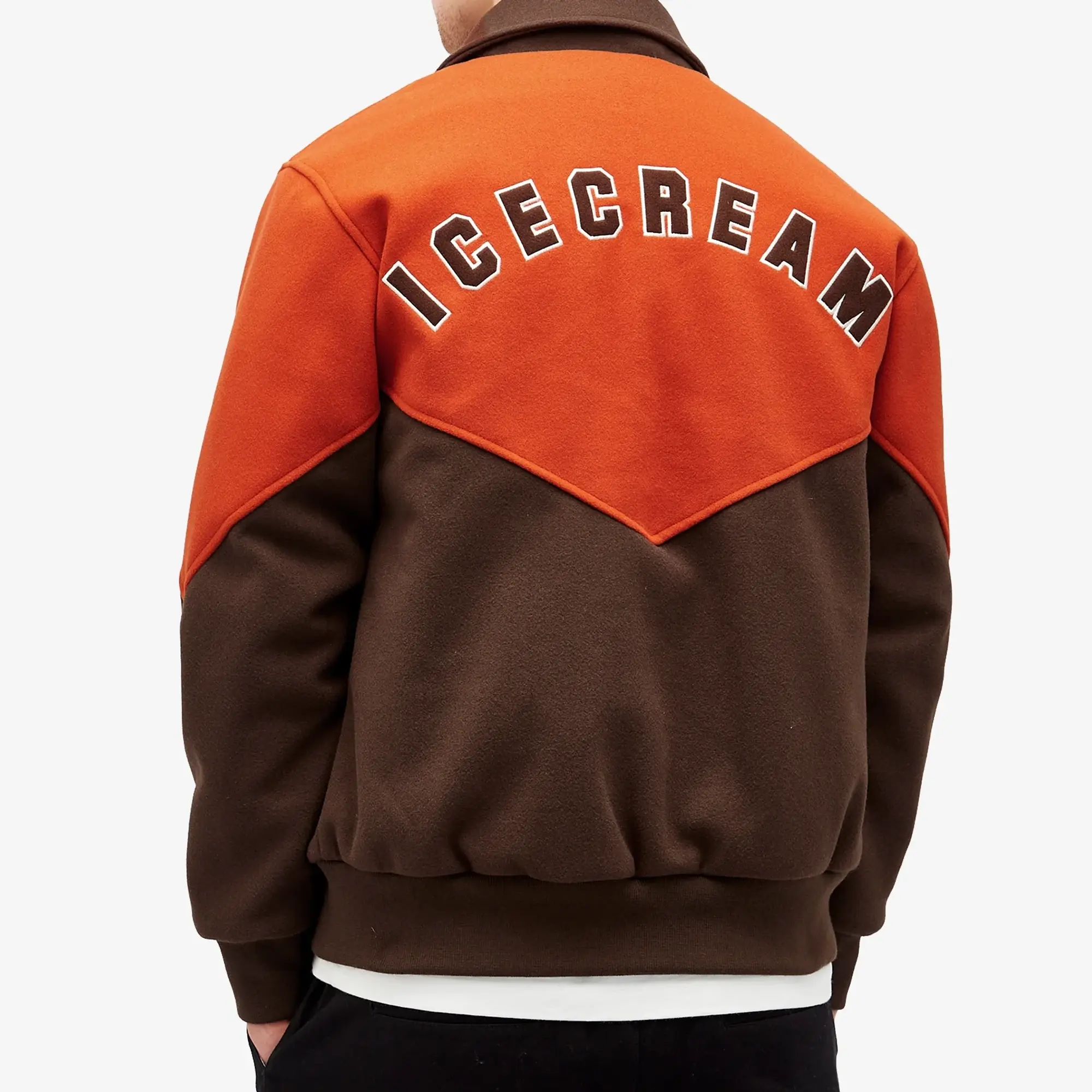 ICECREAM Men's Panelled Varsity Jacket Brown/Orange