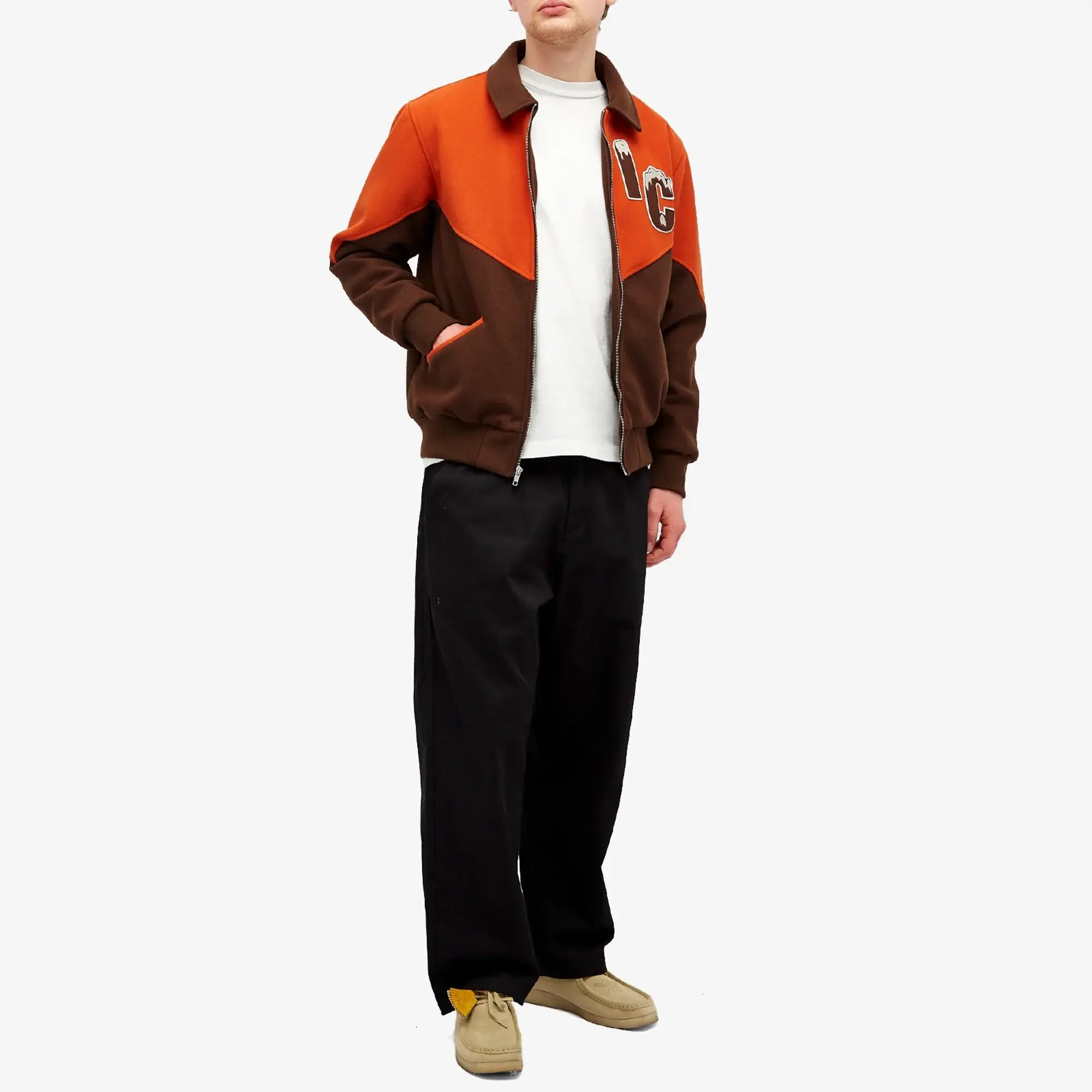 ICECREAM Men's Panelled Varsity Jacket Brown/Orange