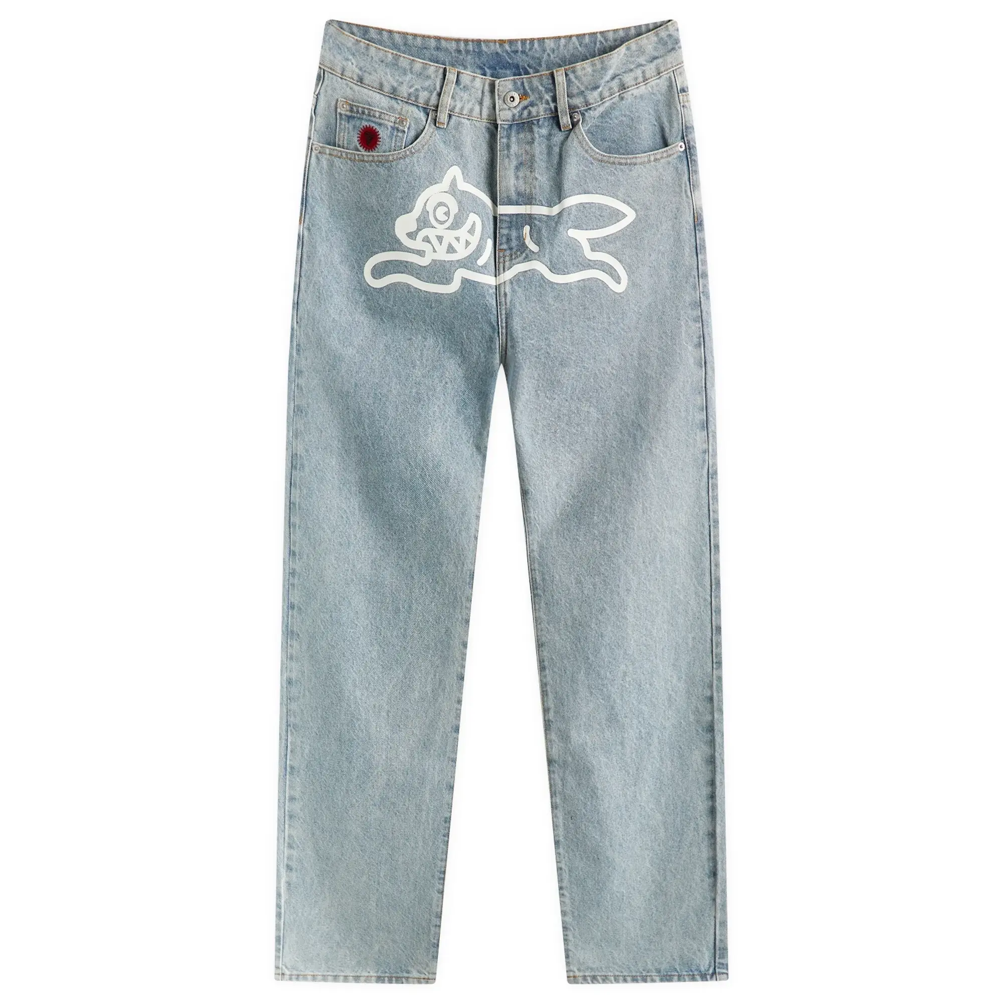 ICECREAM Men's Running Dog Denim Pant Heavy Wash Blue