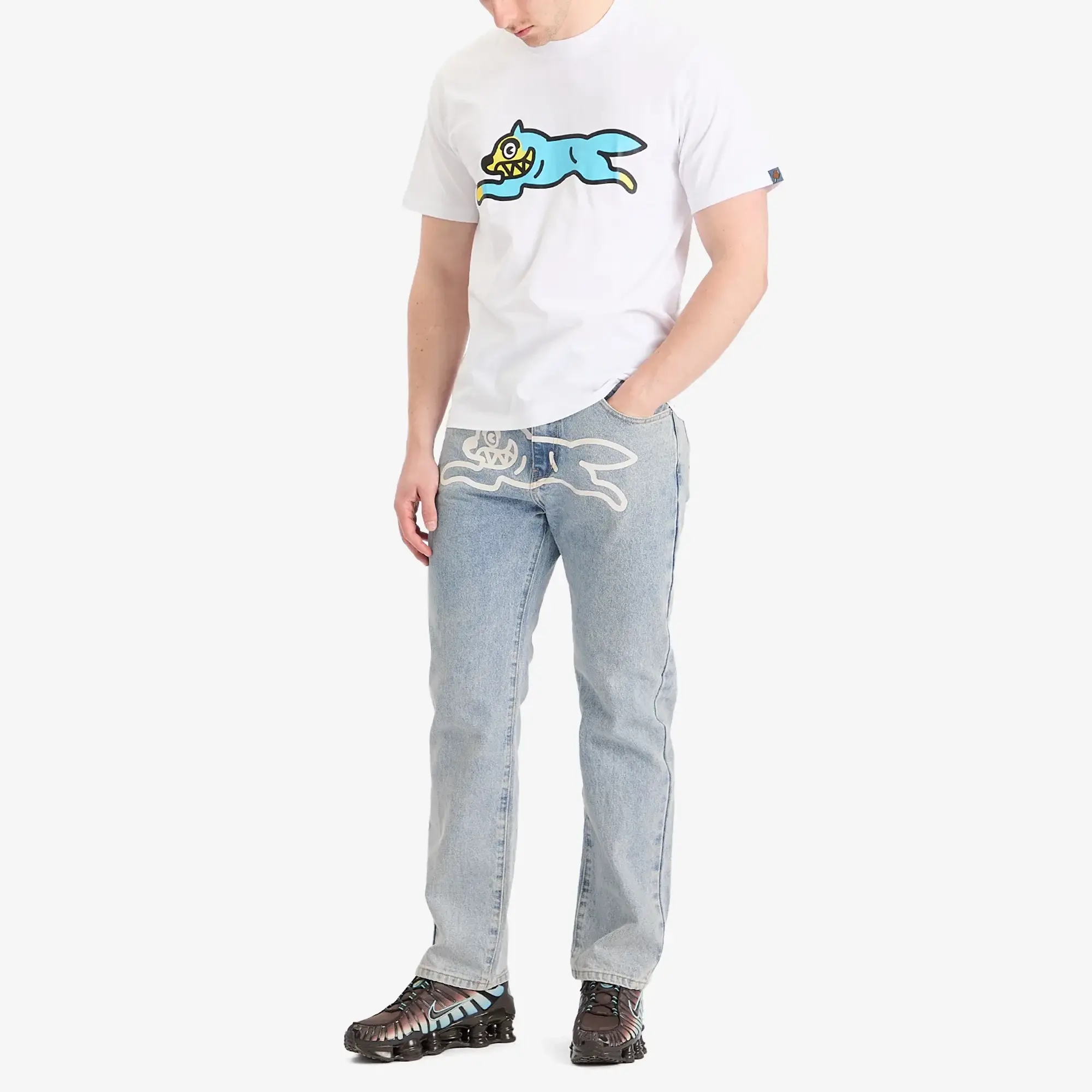 ICECREAM Men's Running Dog Denim Pant Heavy Wash Blue