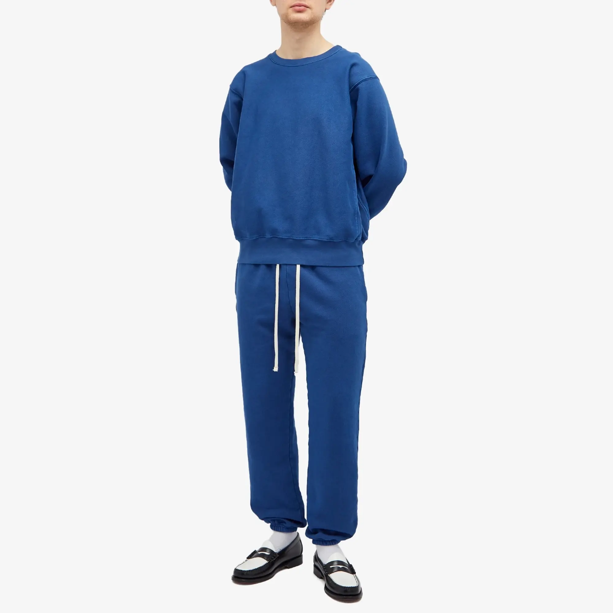 Les Tien Men's Heavyweight Crop Crew Sweat Washed Blue 42