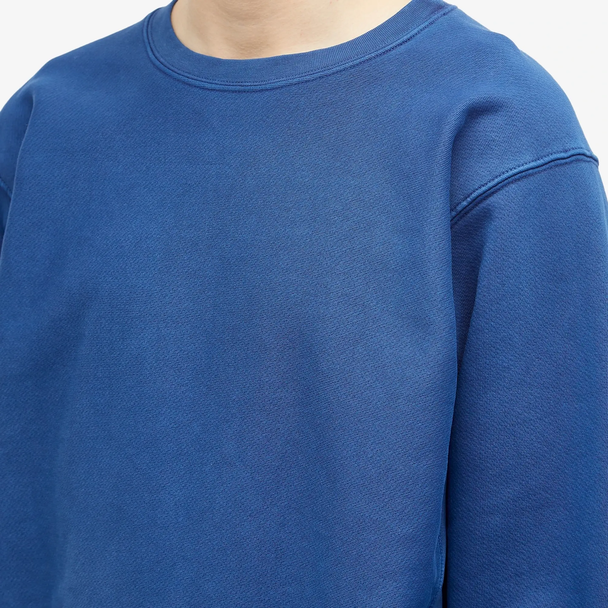 Les Tien Men's Heavyweight Crop Crew Sweat Washed Blue 42