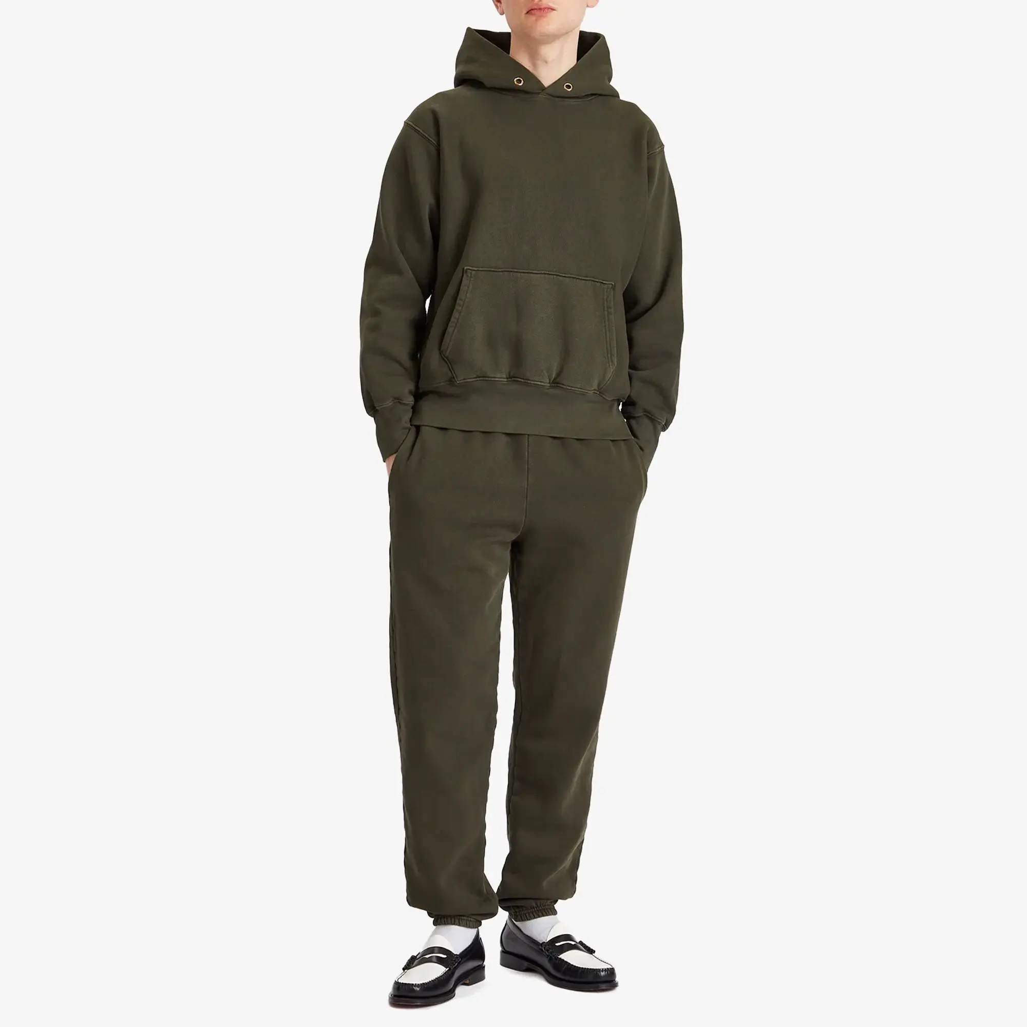 Les Tien Men's Heavyweight Classic Sweat Pants Washed Forest