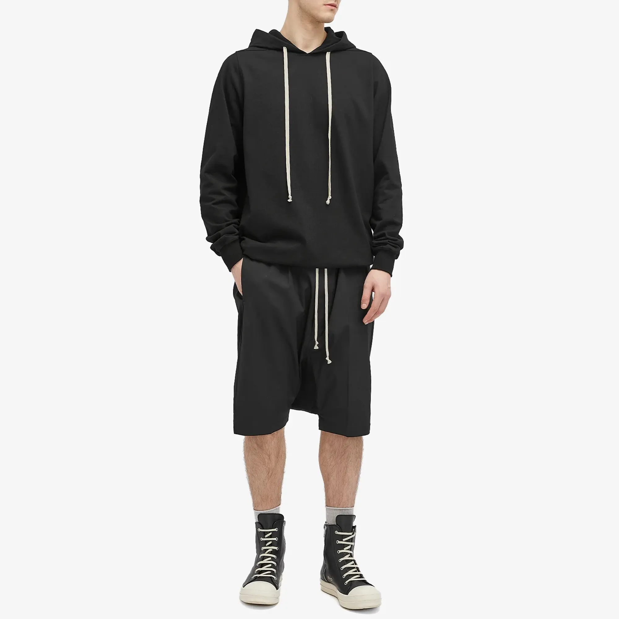 Rick Owens Men's Heavy Jersey Hoodie Black