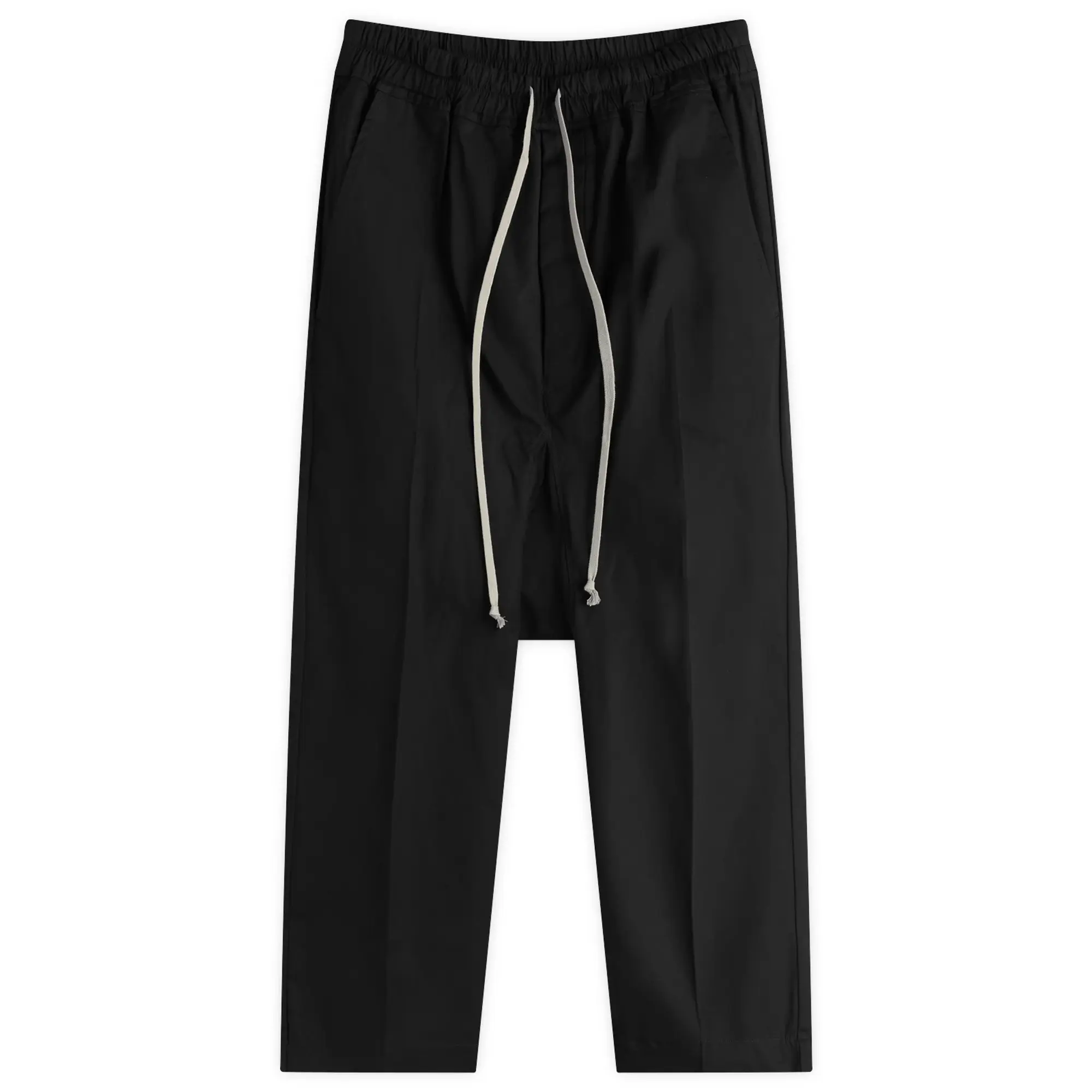 Rick Owens Men's Cropped Drawstring Cotton Poplin Pants Black