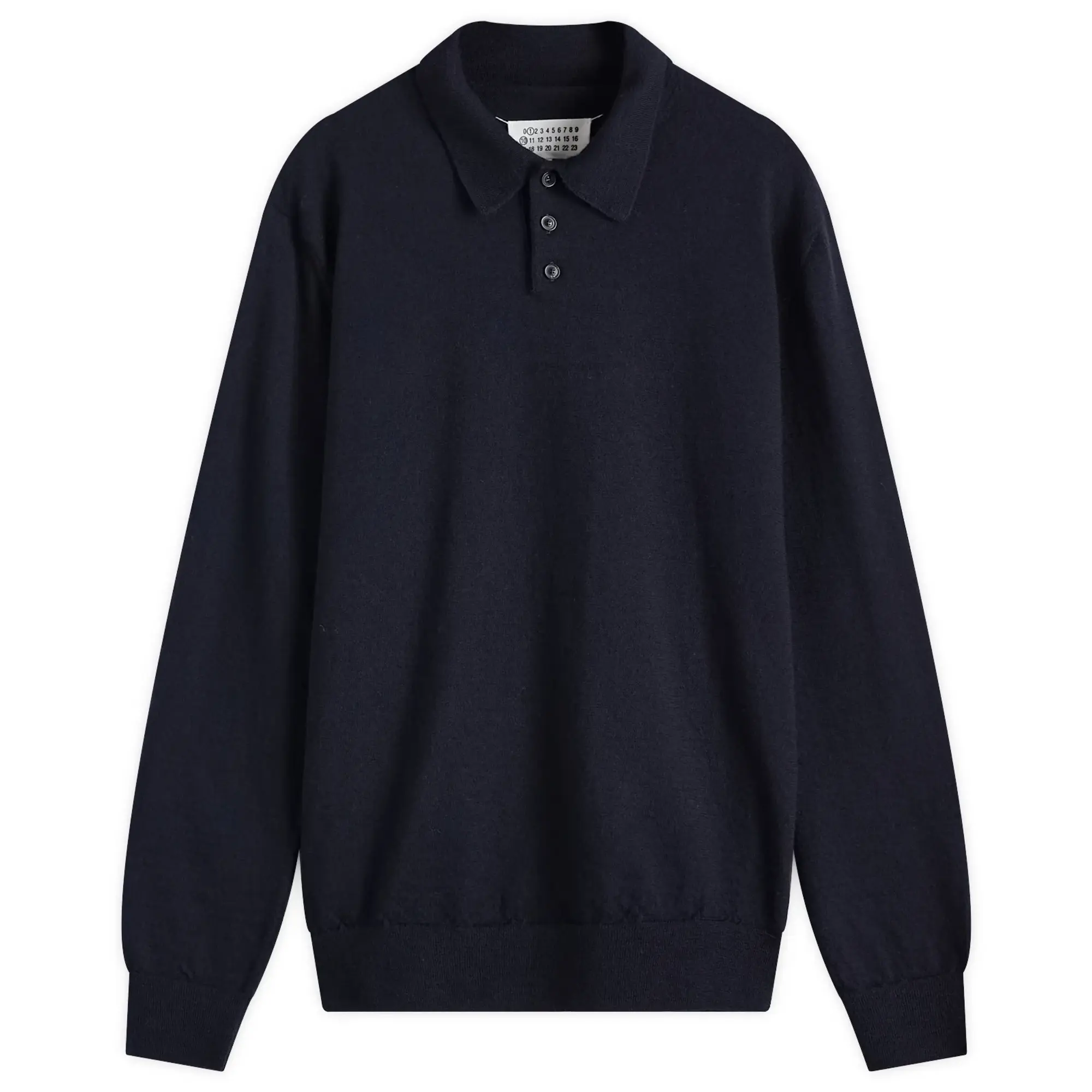 Maison Margiela Men's Long Sleeve Knitted Polo Shirt Dark Blue