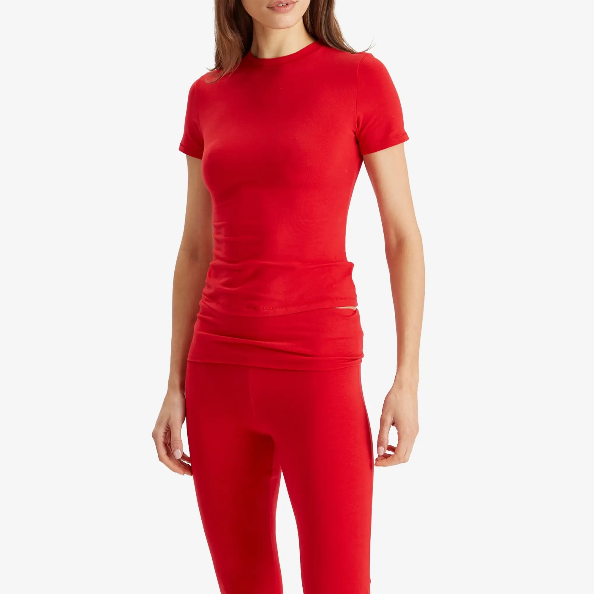 SKIMS Women's Cotton Jersey Foldover Pant Cranberry