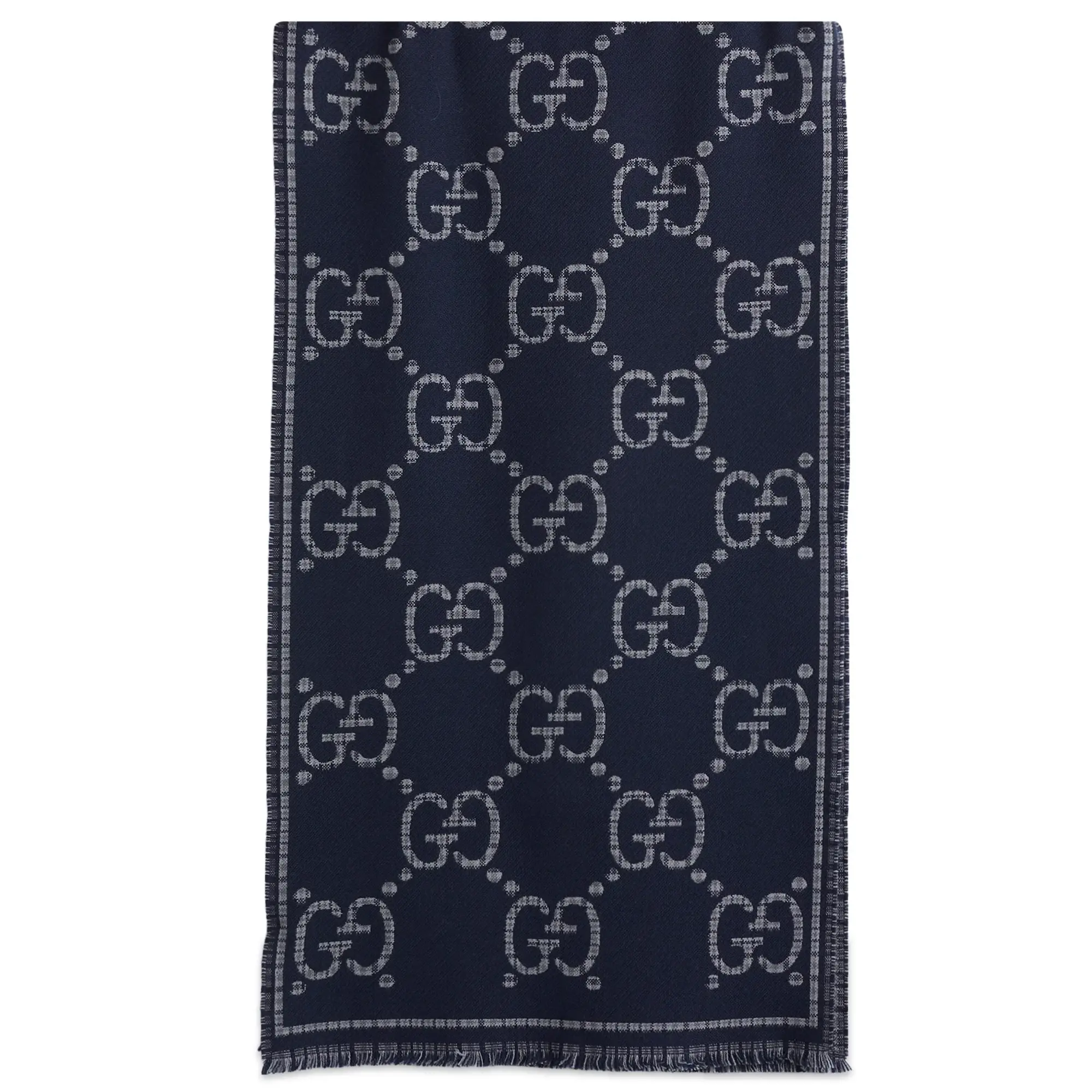 Gucci Men's Wool GG Scarf Lead/Blue