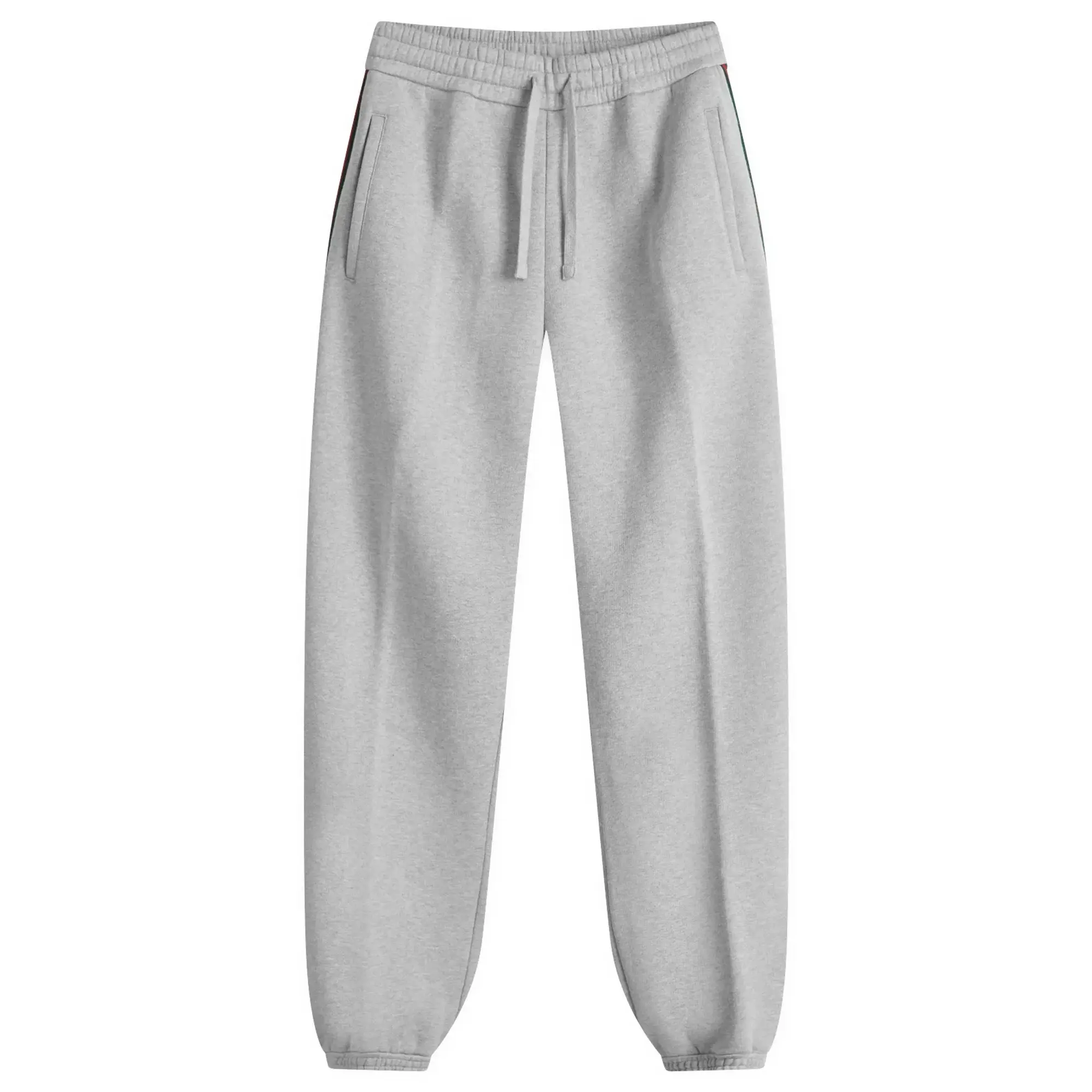 Gucci Men's Tape Brushed Cotton Sweat Pants Grey Melange