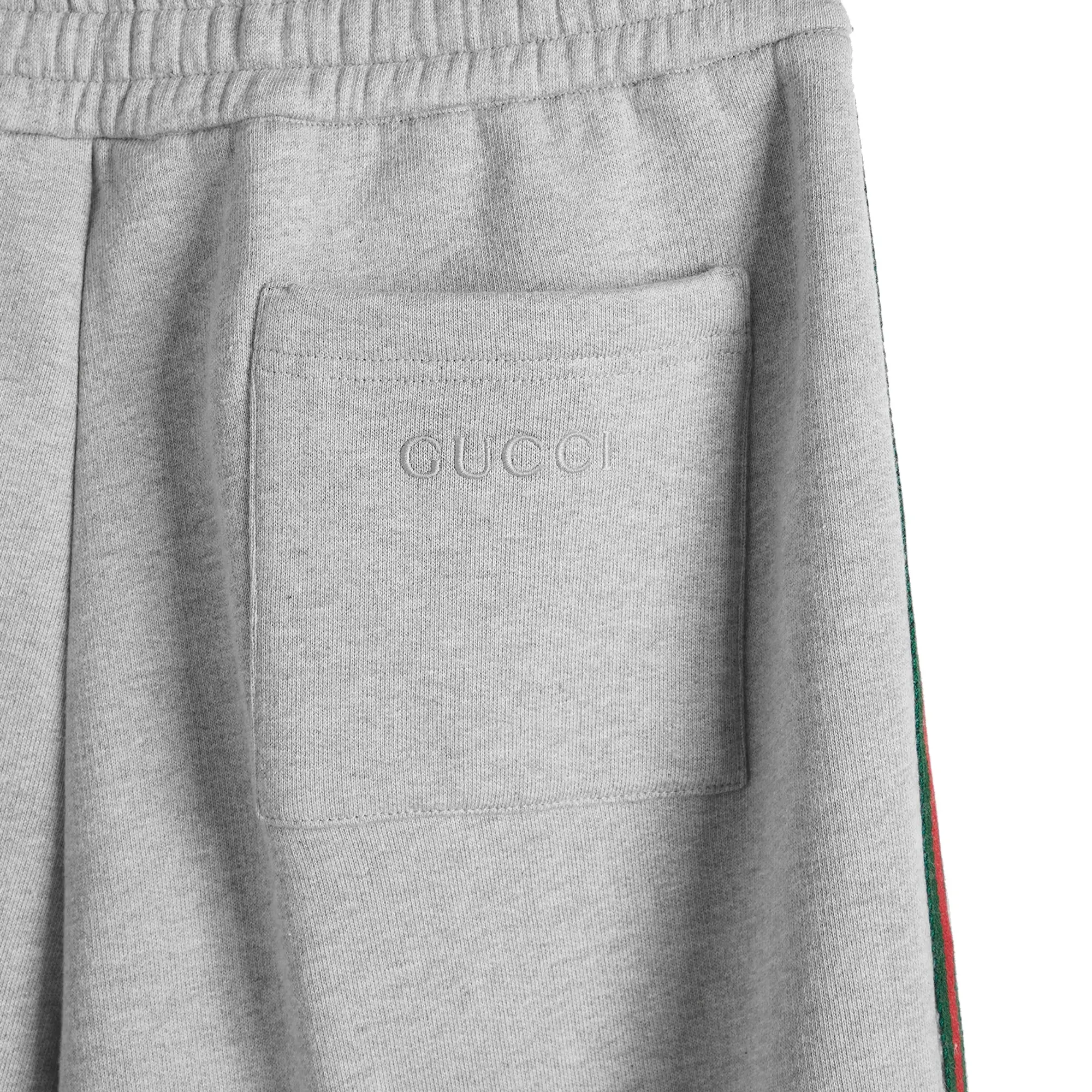 Gucci Men's Tape Brushed Cotton Sweat Pants Grey Melange