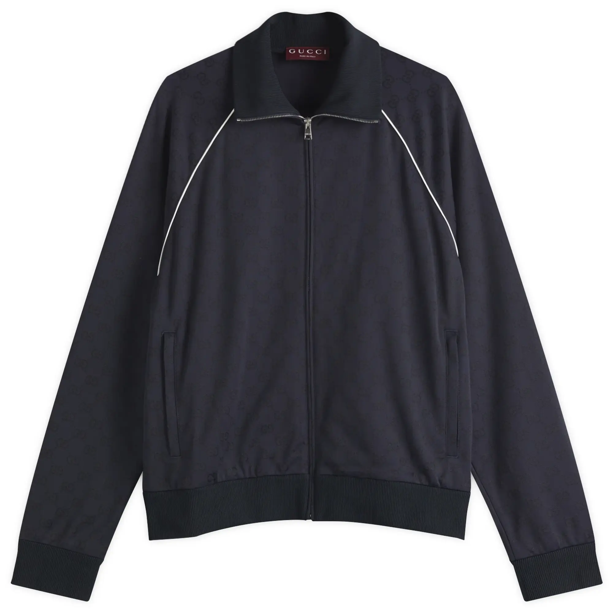 Gucci Men's Nylon Cotton GG Jacquard Track Top Blue Navy