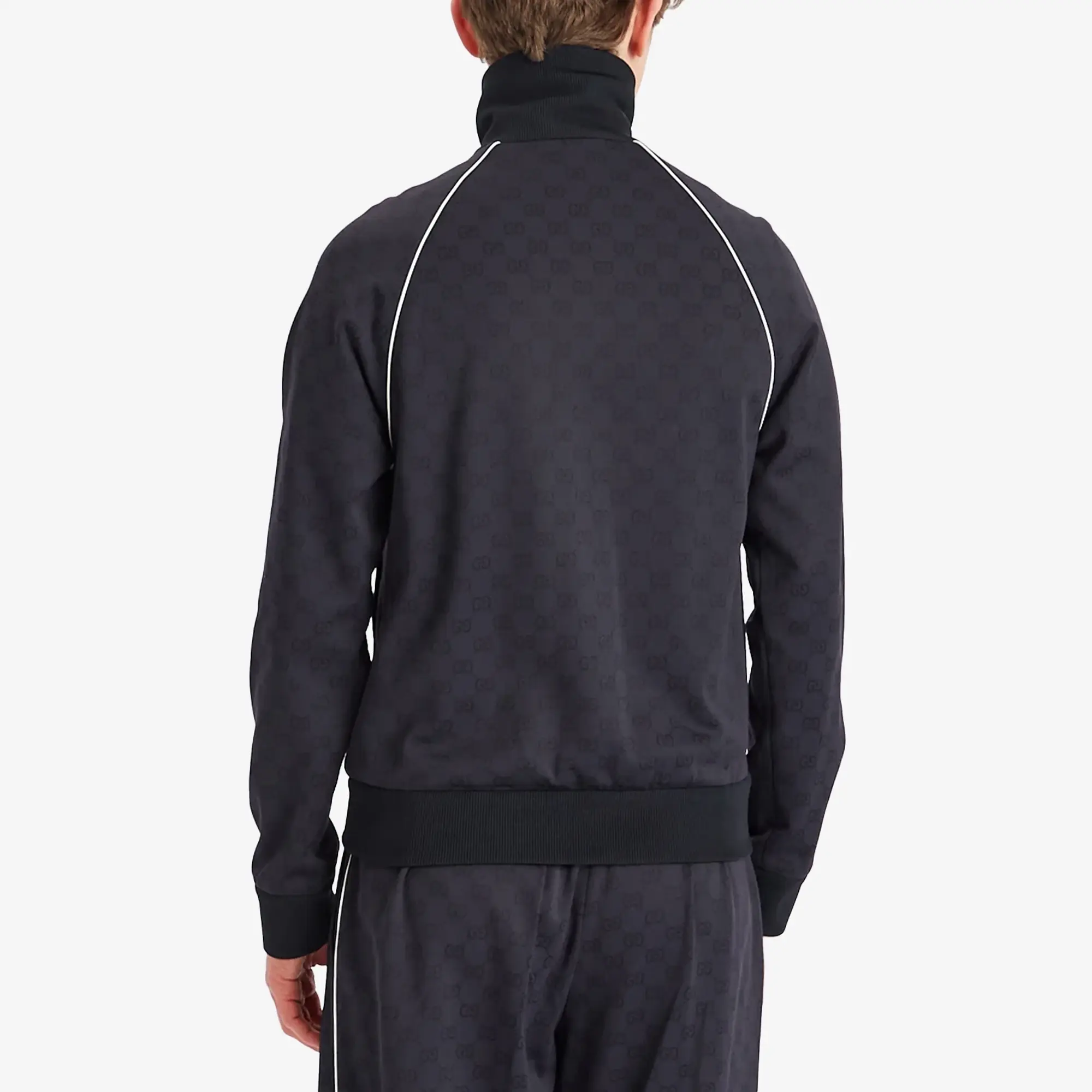 Gucci Men's Nylon Cotton GG Jacquard Track Top Blue Navy
