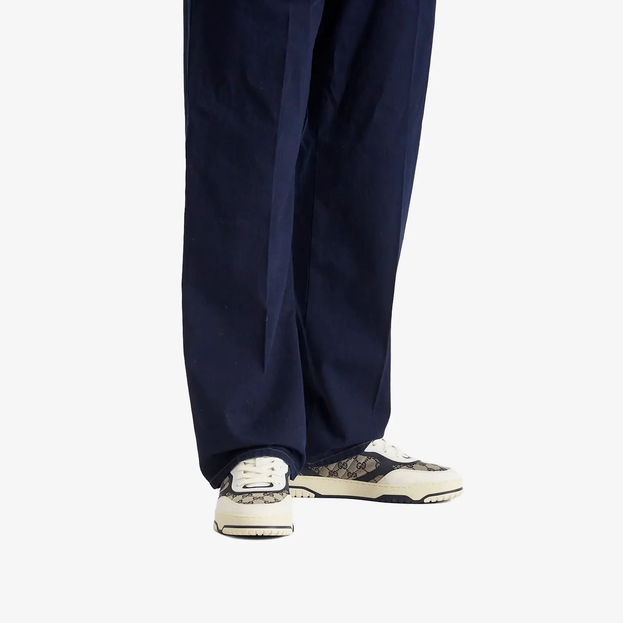 Gucci Men's Re-Web Monogram Sneaker Navy/White