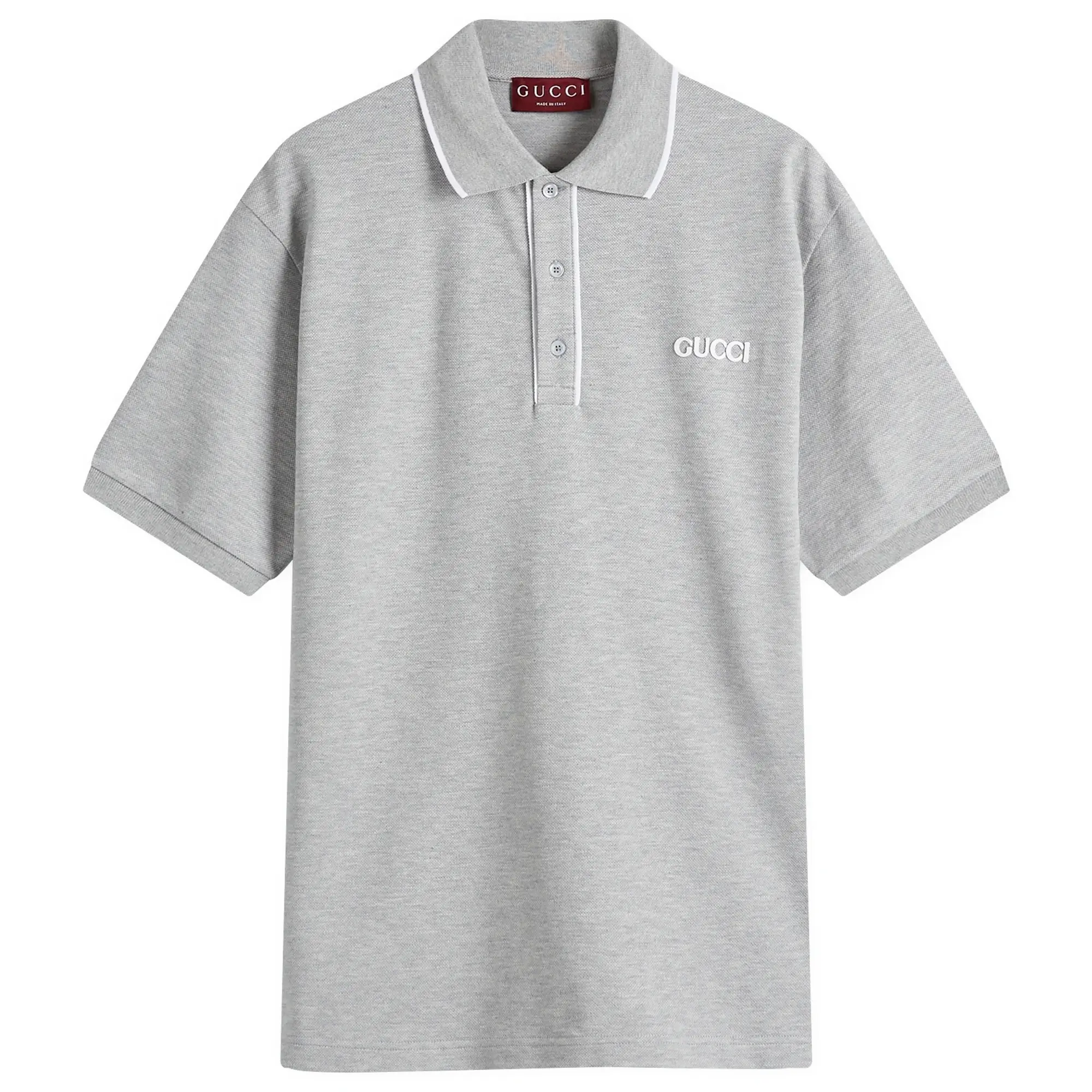 Gucci Men's Stretch Cotton Short Sleeve Polo Shirt Grey Melange