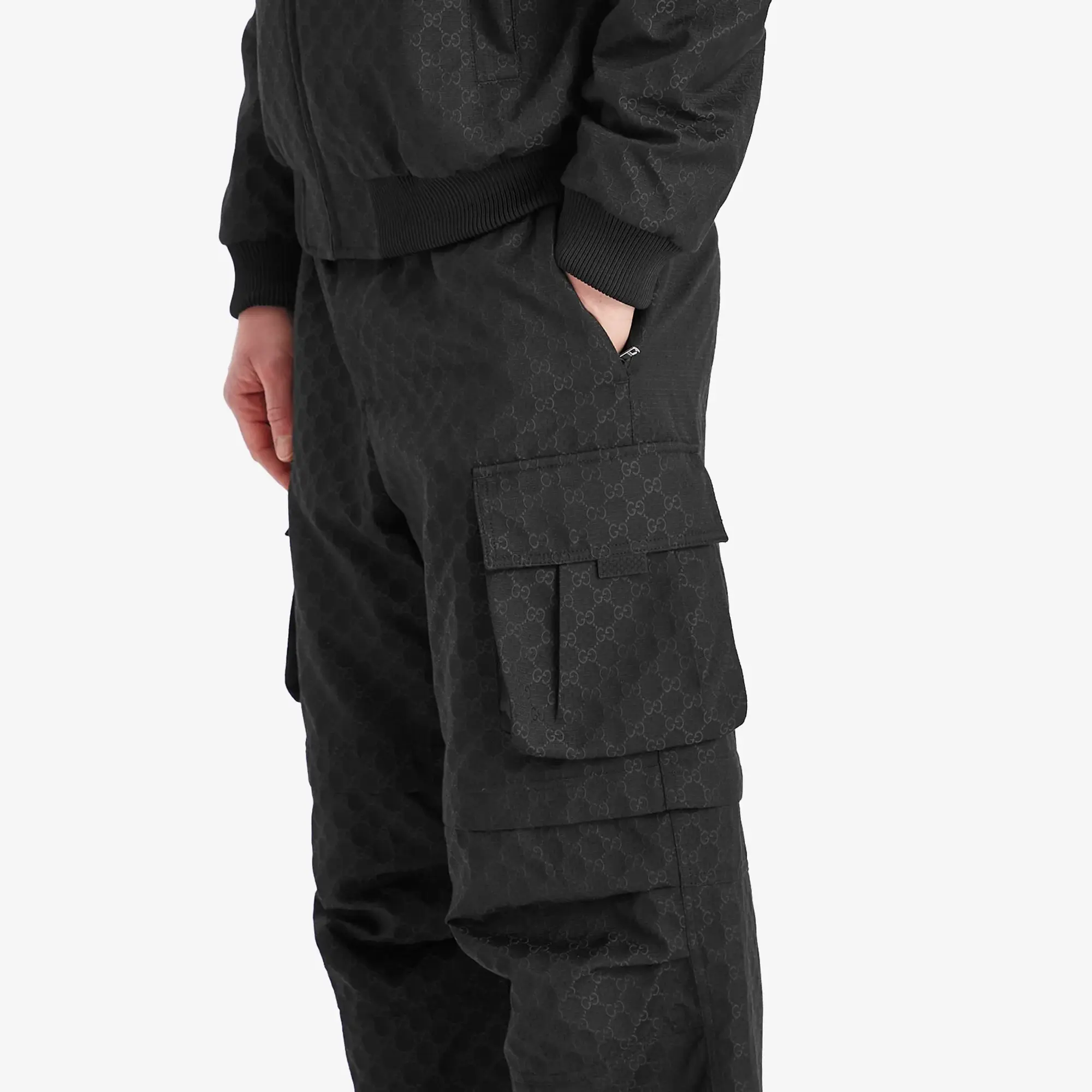 Gucci Men's Cotton Ripstop GG Military Pants Black