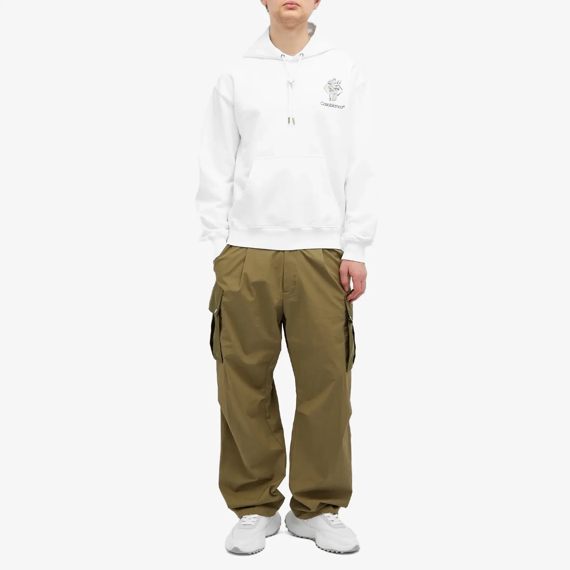 Casablanca Men's Diamon Collar Popover Hoodie White