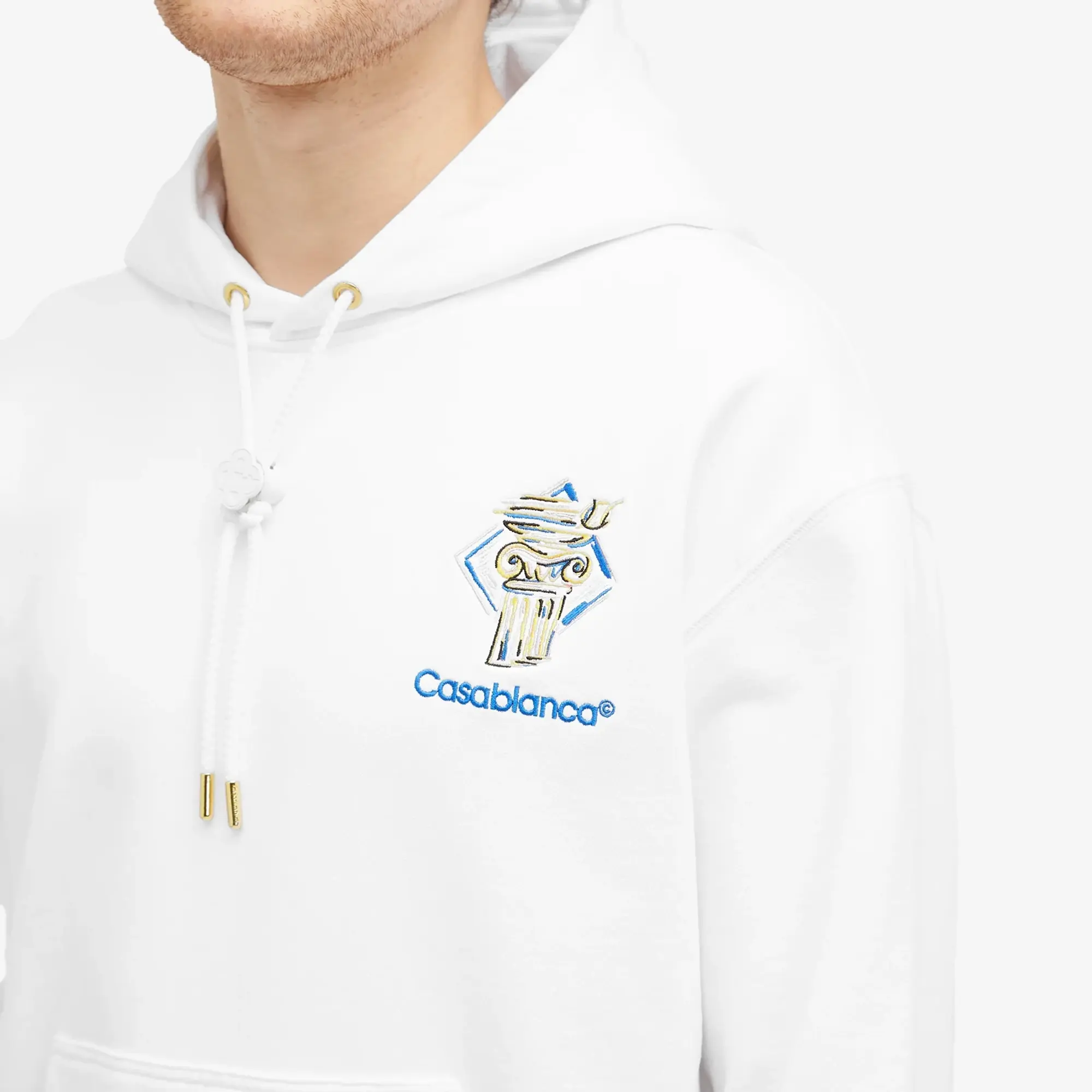 Casablanca Men's Diamon Collar Popover Hoodie White
