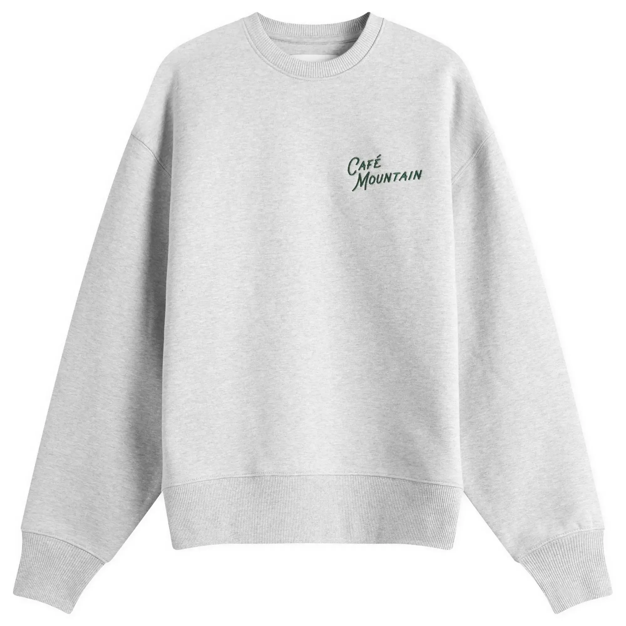 Café Mountain Men's Embroidered Script Crew Sweatshirt Grey