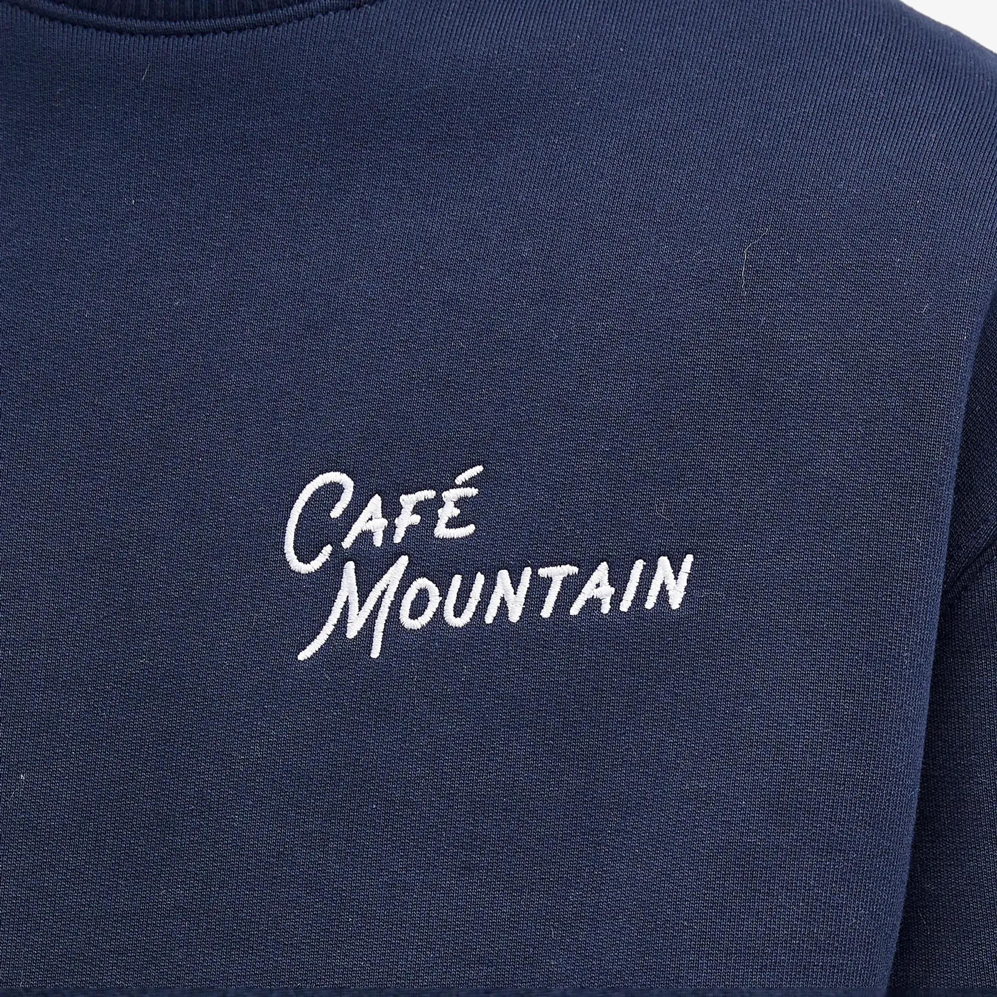 Café Mountain Men's Embroidered Script Crew Sweatshirt Navy
