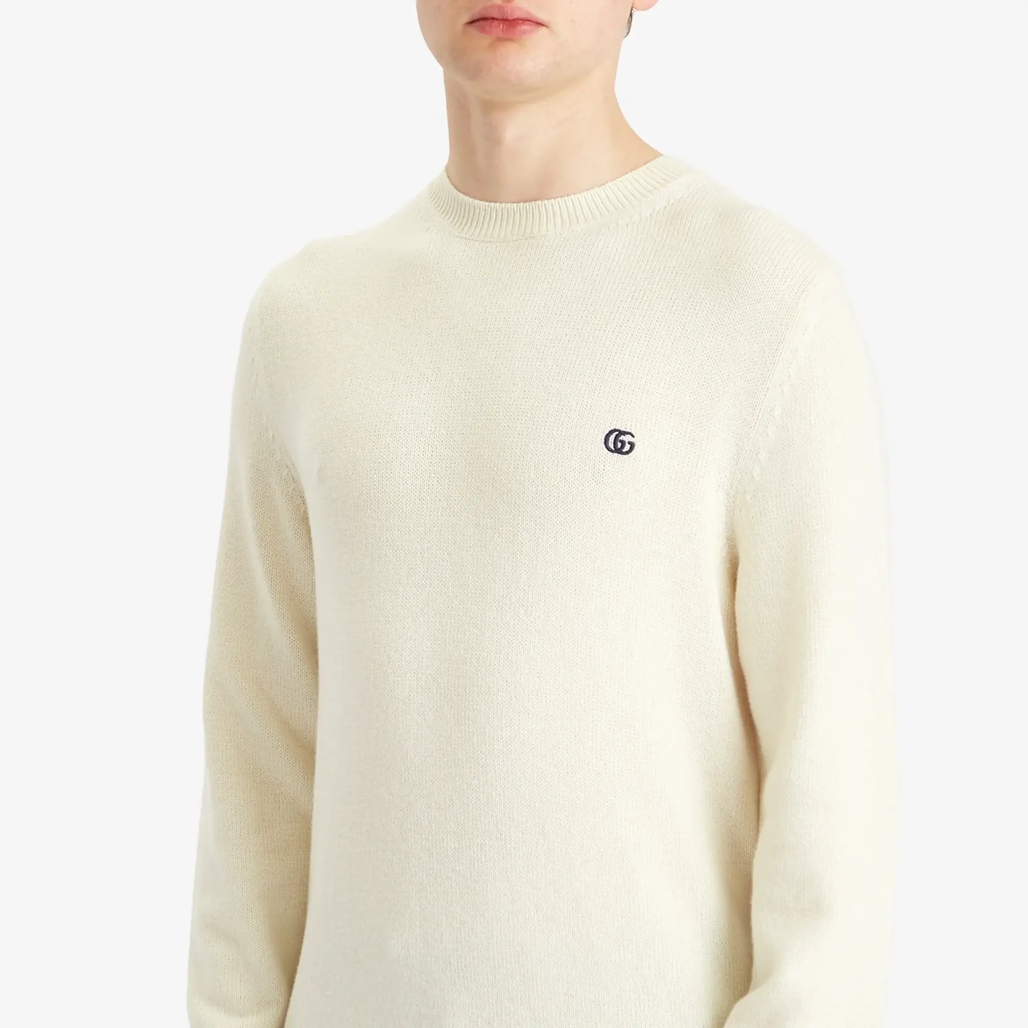 Gucci Men's Monogram Wool Cashmere Crew Knit White/Mix