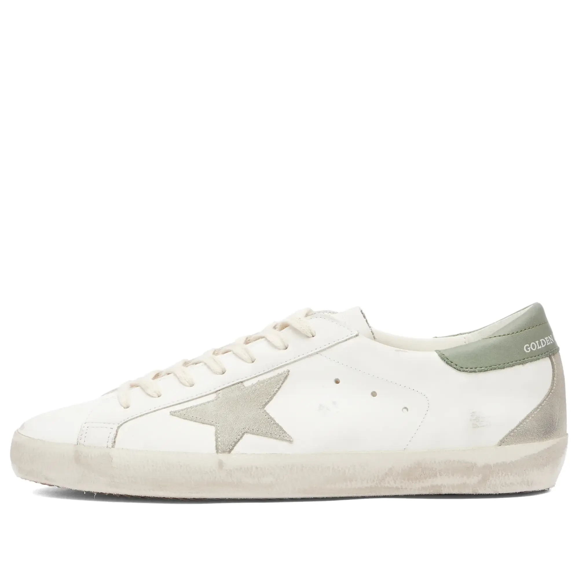 Golden Goose Men's Super Star Leather Sneaker White/Green/Ice