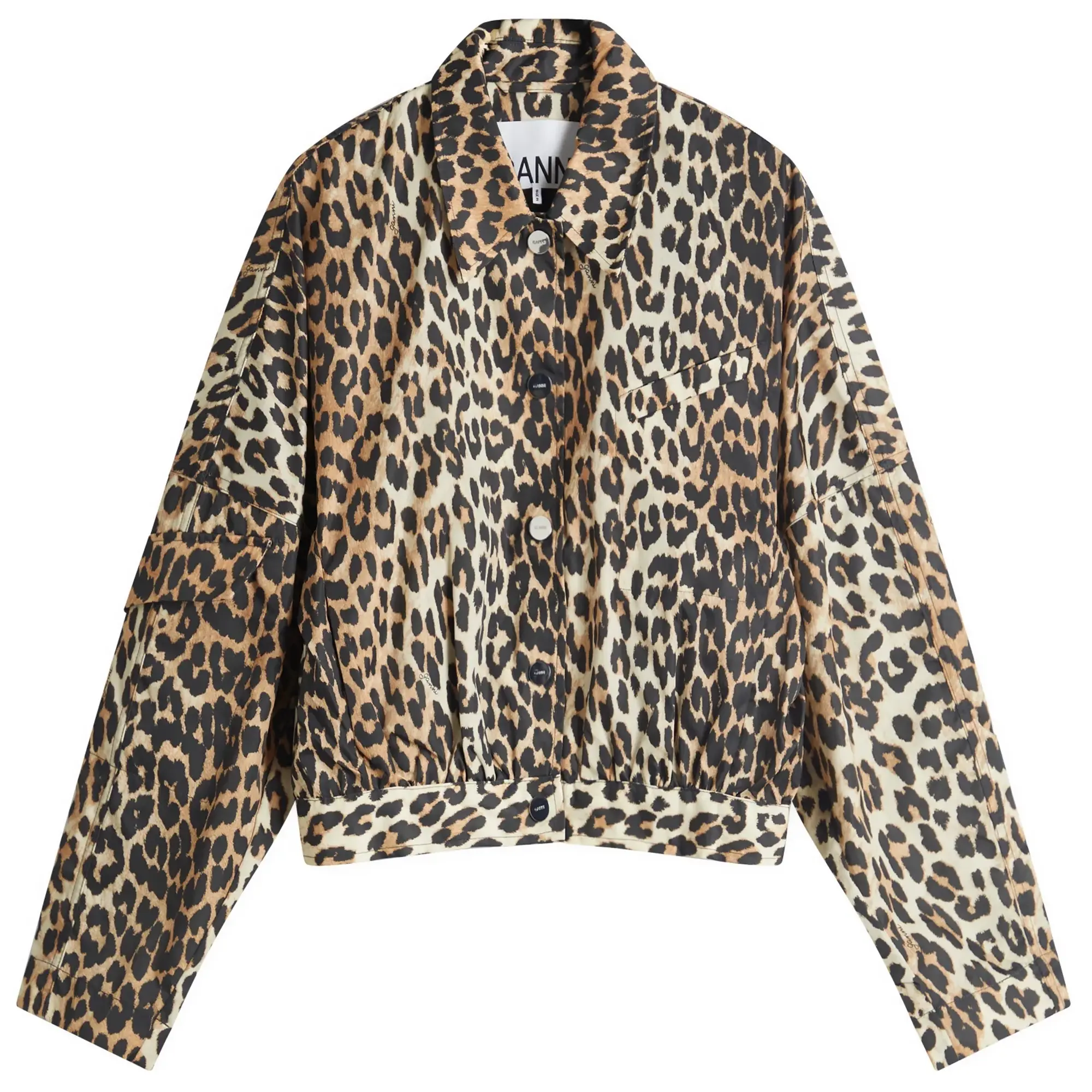 GANNI Women's Duchesse Nylon Short Jacket Leopard