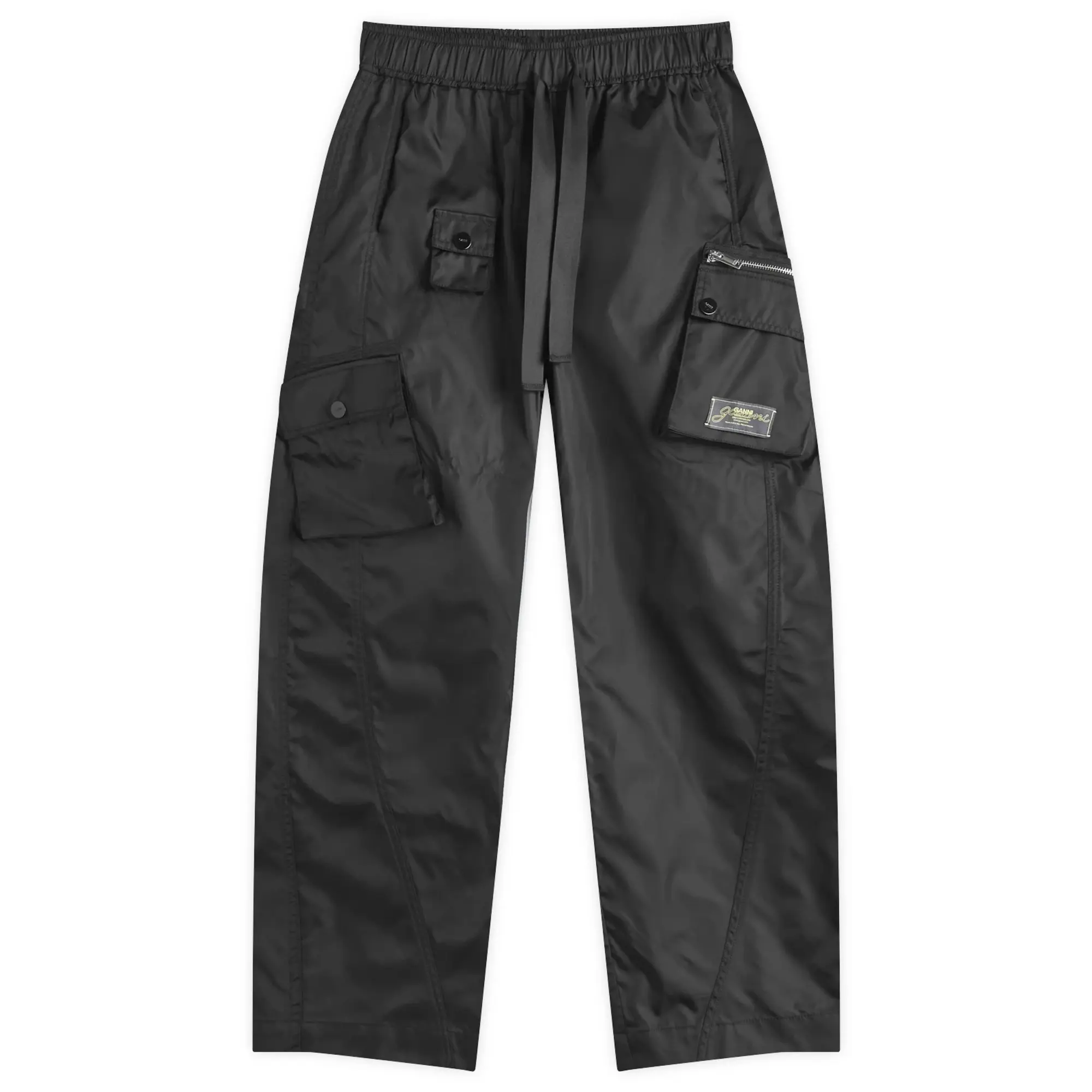 GANNI Women's Duchesse Nylon Cargo Pants Black