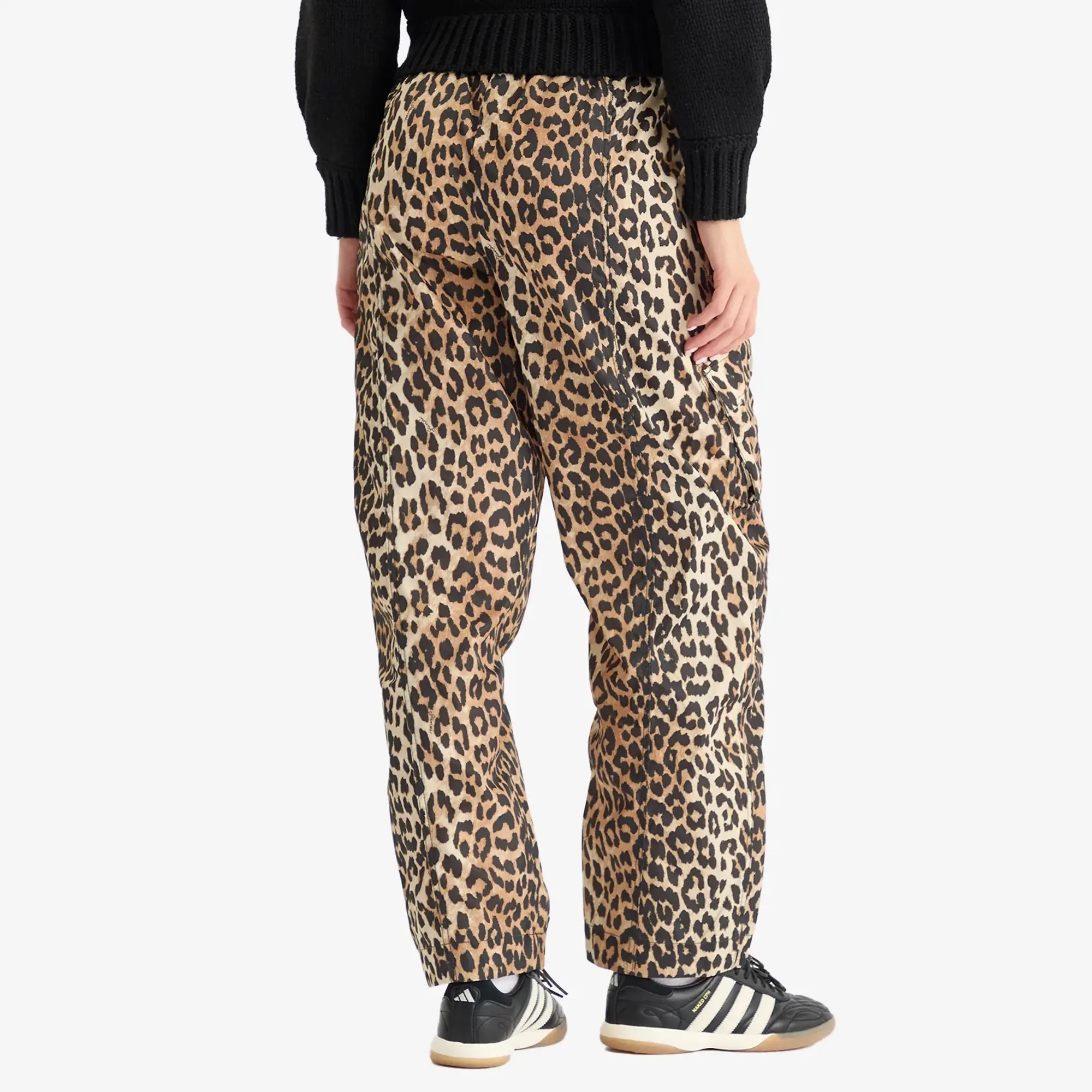 GANNI Women's Duchesse Nylon Cargo Pants Leopard