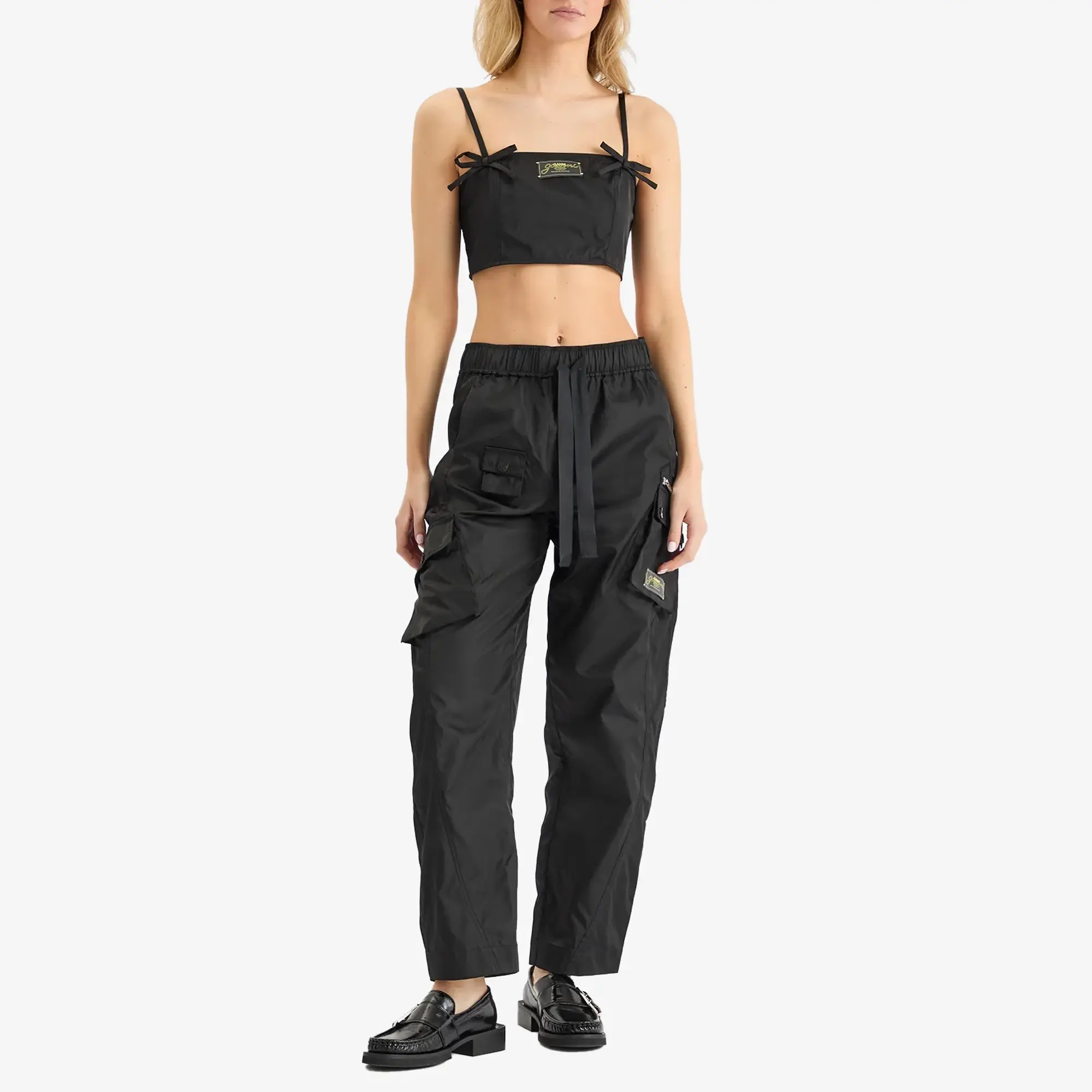 GANNI Women's Duchesse Nylon Strap Top Black